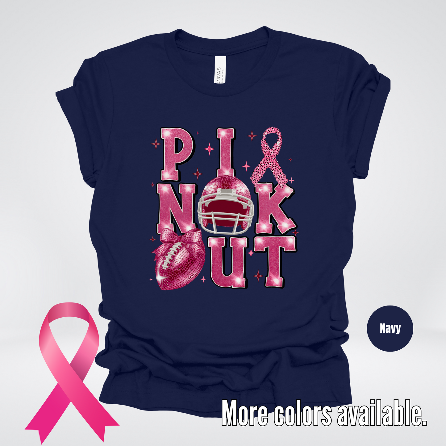 Pink Out Football Coquette Glitter Helmet T-Shirt