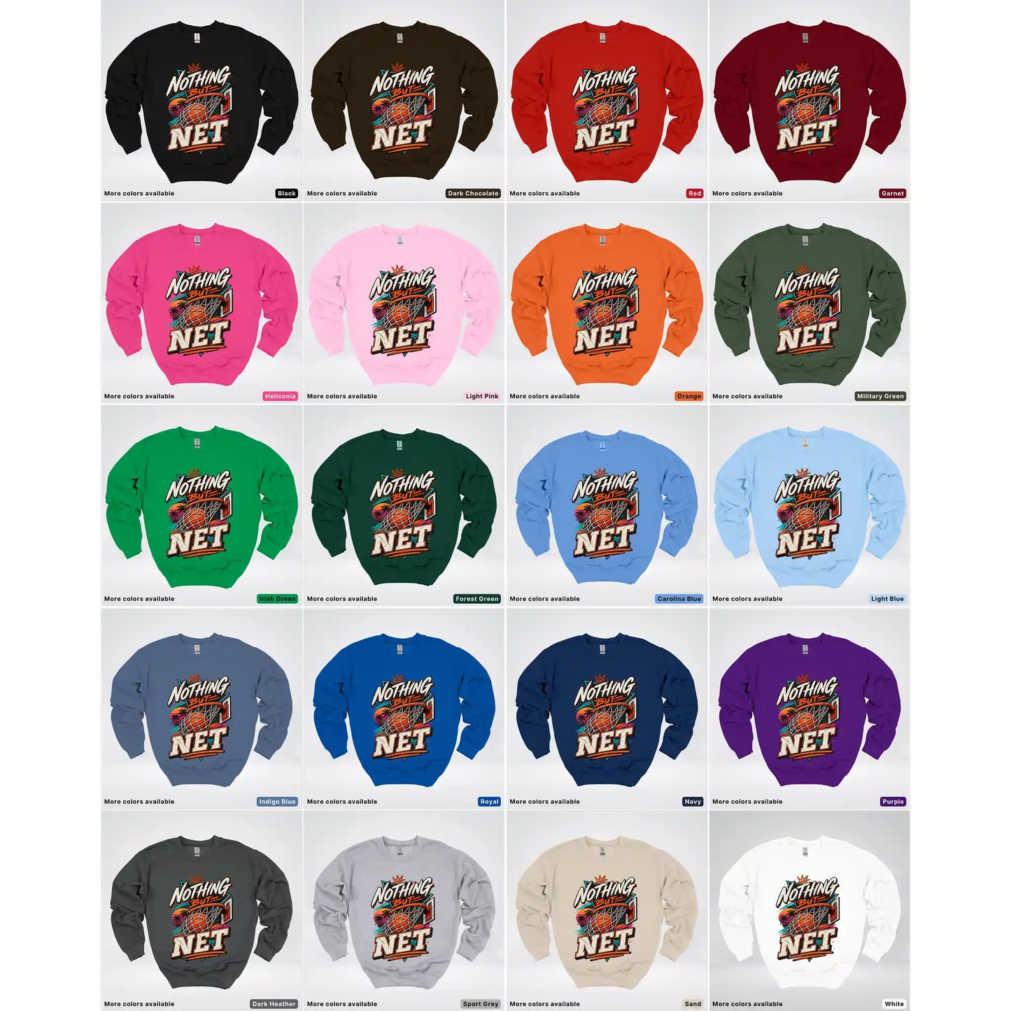 Nothing But Net – Retro Basketball Crewneck Sweatshirt