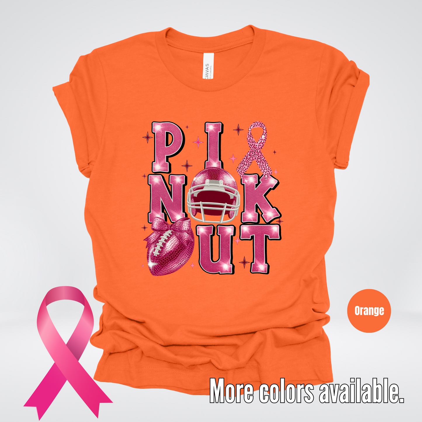 Pink Out Football Coquette Glitter Helmet T-Shirt