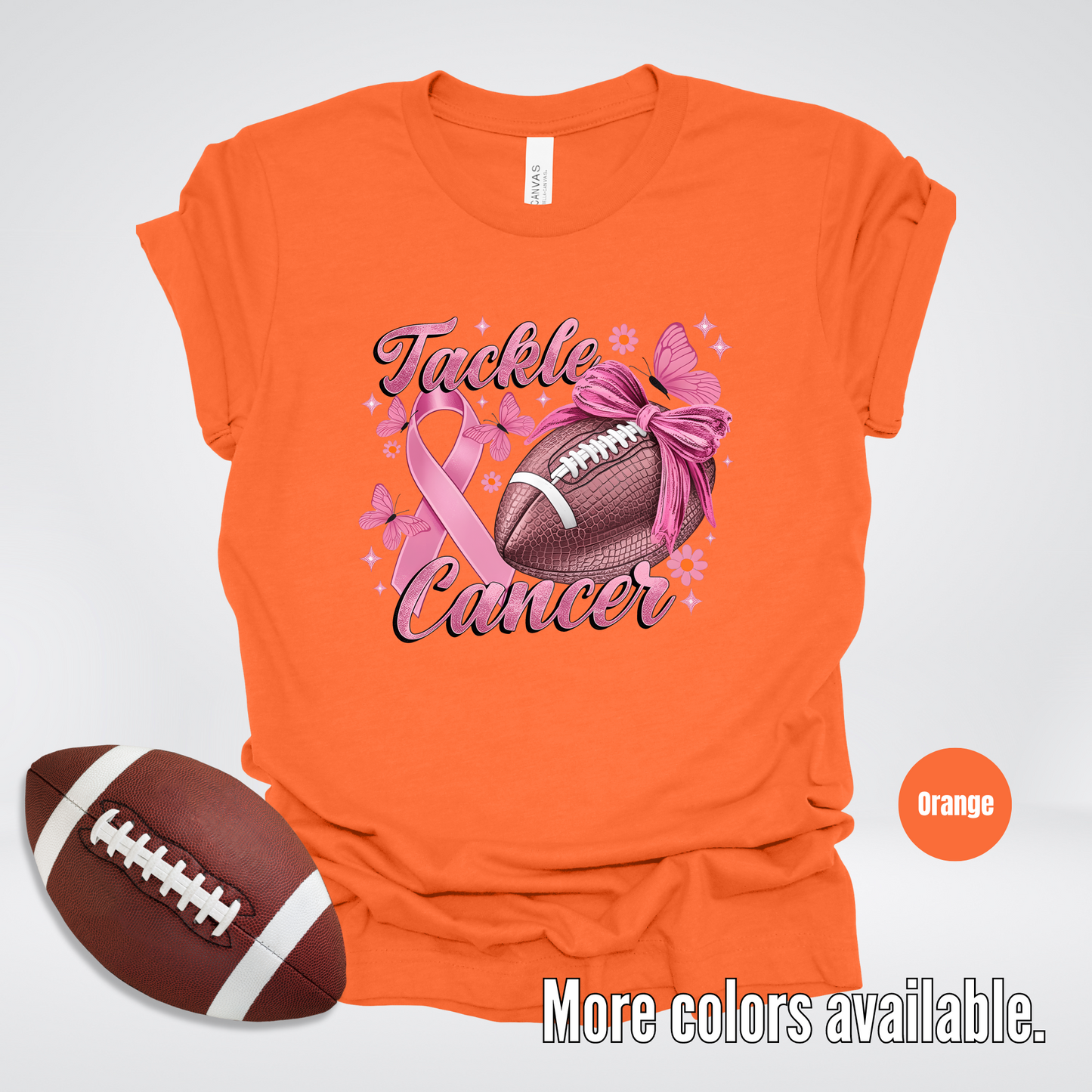 Tackle Cancer Coquette Football T-Shirt