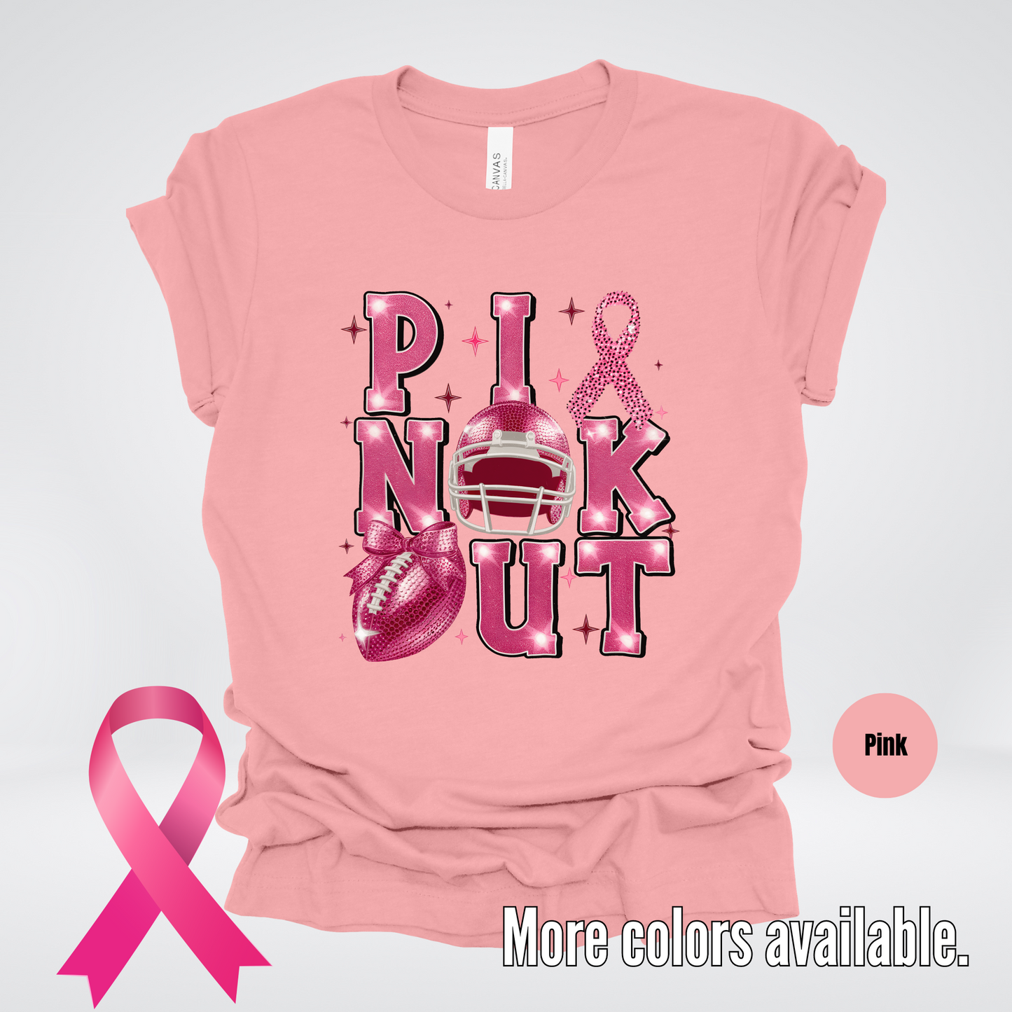 Pink Out Football Coquette Glitter Helmet T-Shirt