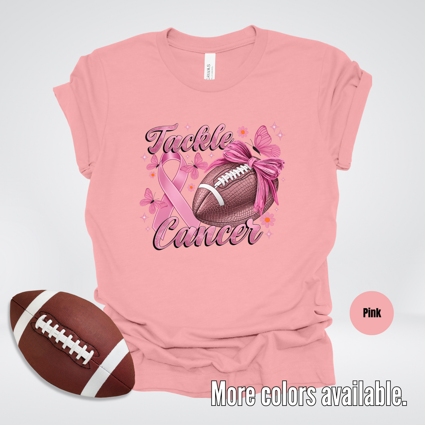 Tackle Cancer Coquette Football T-Shirt