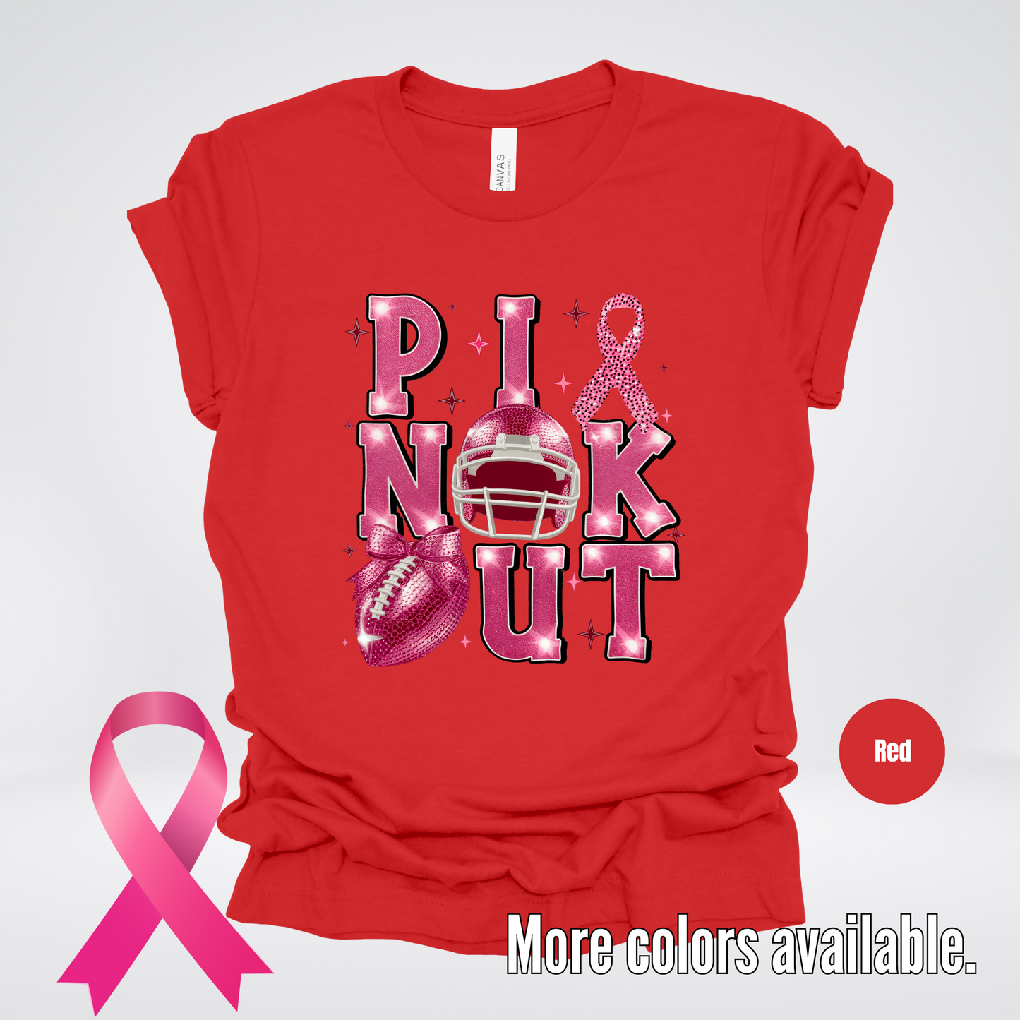 Pink Out Football Coquette Glitter Helmet T-Shirt