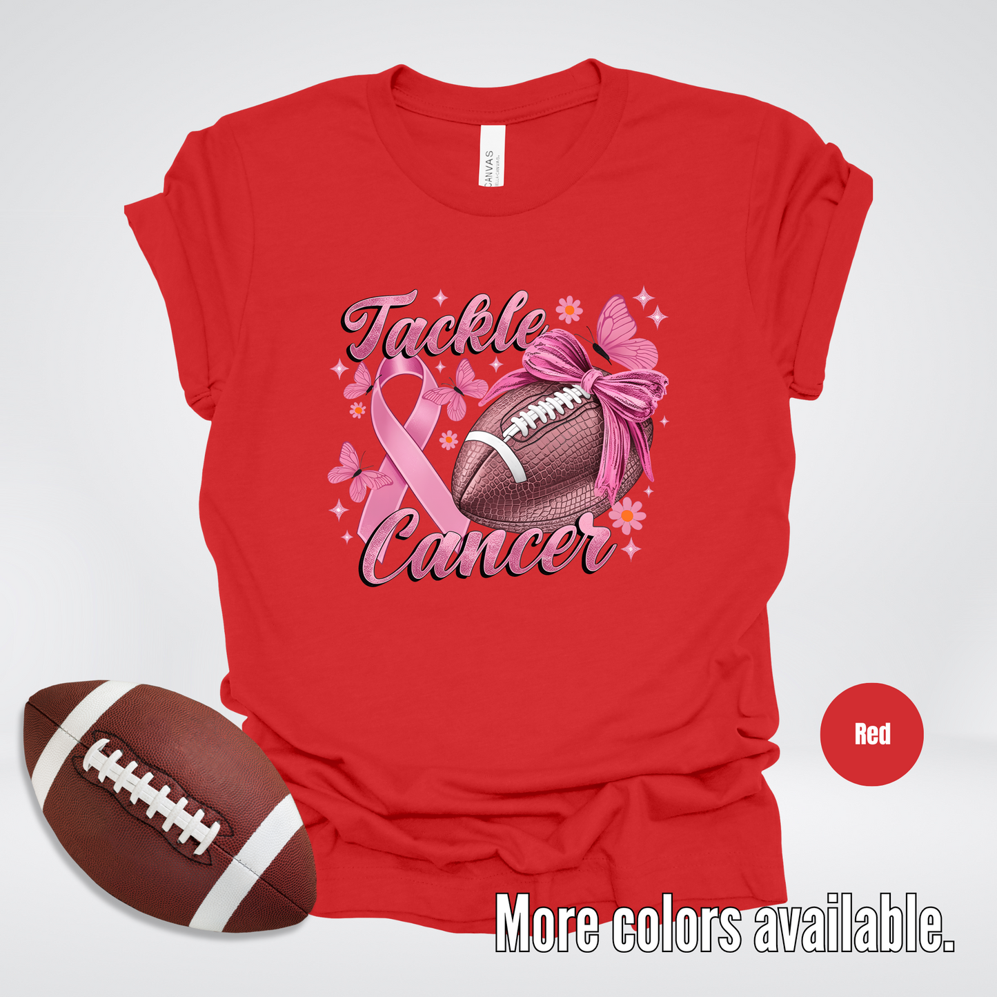 Tackle Cancer Coquette Football T-Shirt