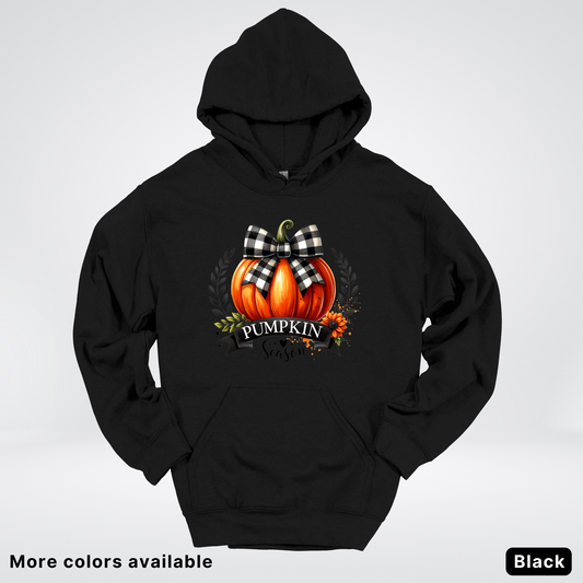 Pumpkin Season Black Plaid Bow - Hoodie