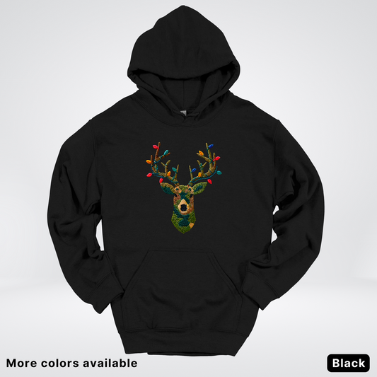 Rustic Reindeer Lights – Hook Yard Faux Texture - Hoodie