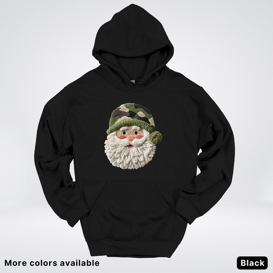 Woodland Santa Face (Hook Yard Faux Texture) - Hoodie