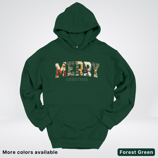 Vintage Merry Christmas Varsity - Hoodie