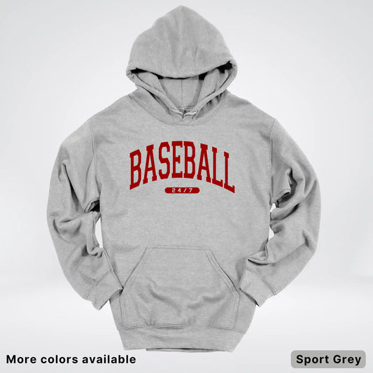 Baseball 24/7 – Maroon Design - Hoodie