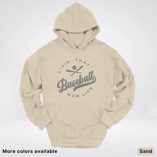 Livin' That Baseball Mom Life - Gray Design - Hoodie