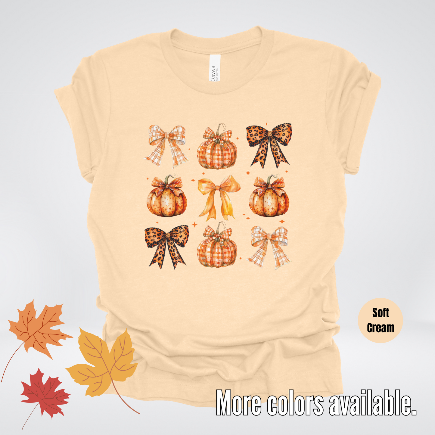 Fall Coquette Leopard Print and Flannel Bows And Pumpkins T-Shirt