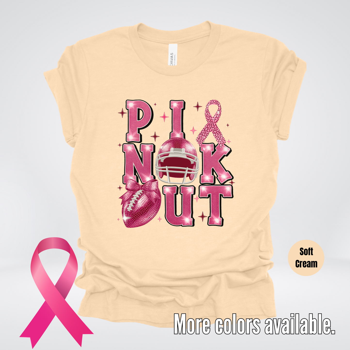 Pink Out Football Coquette Glitter Helmet T-Shirt
