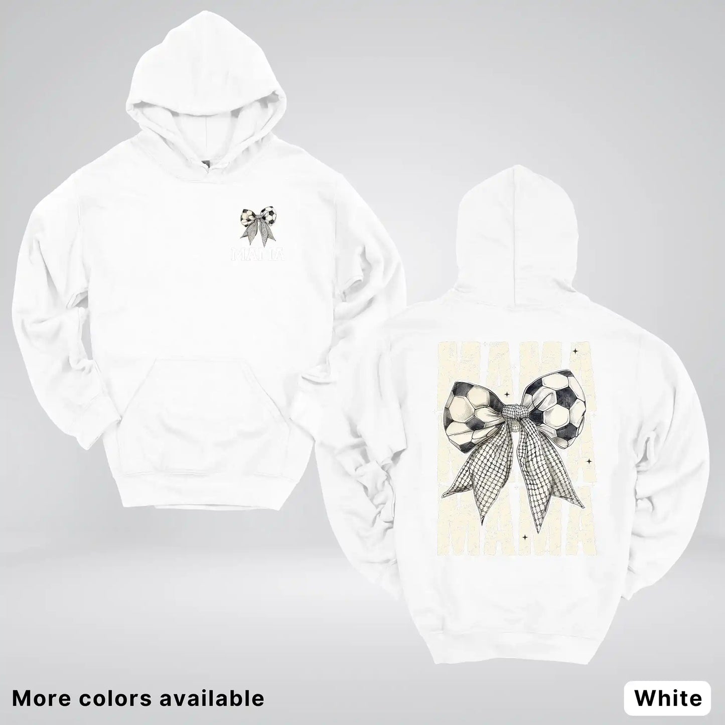 Soccer Mama Bow Coquette Varsity Font Graphic Hoodie
