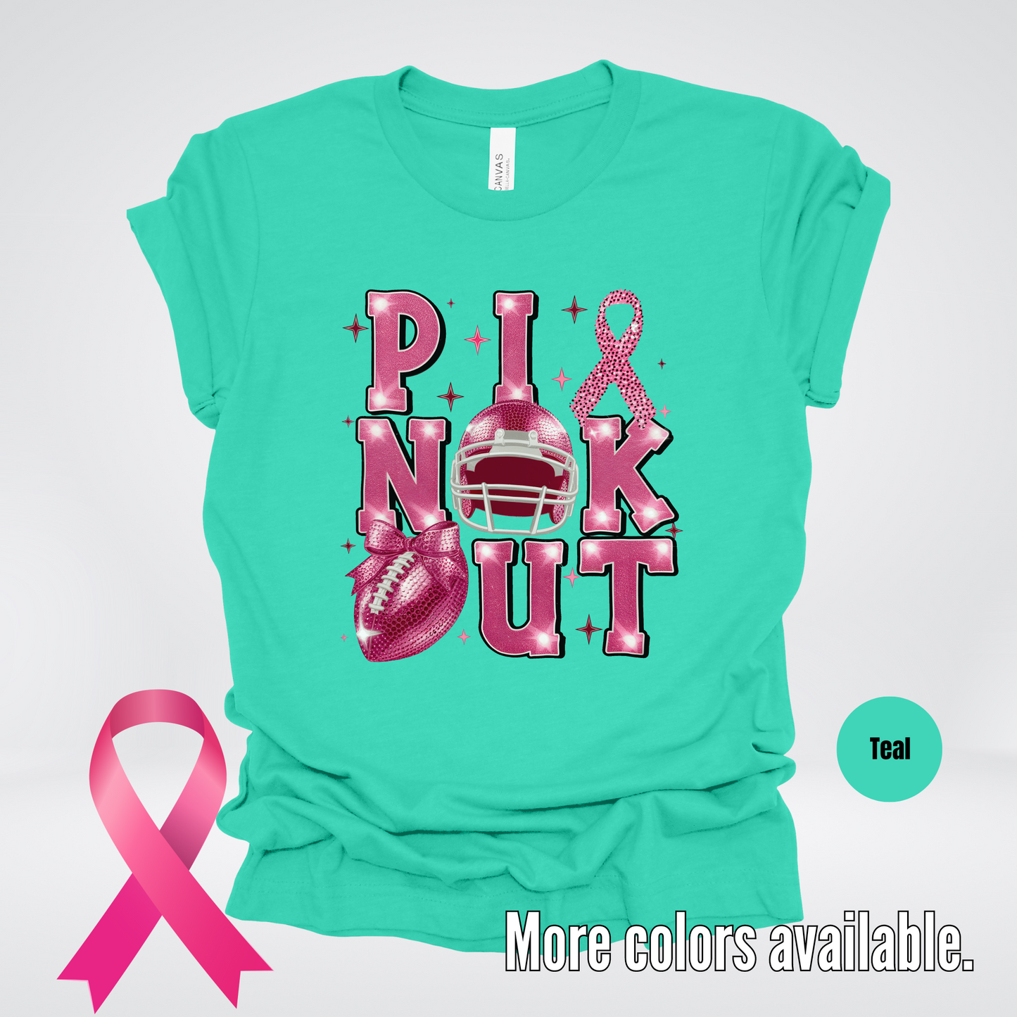 Pink Out Football Coquette Glitter Helmet T-Shirt