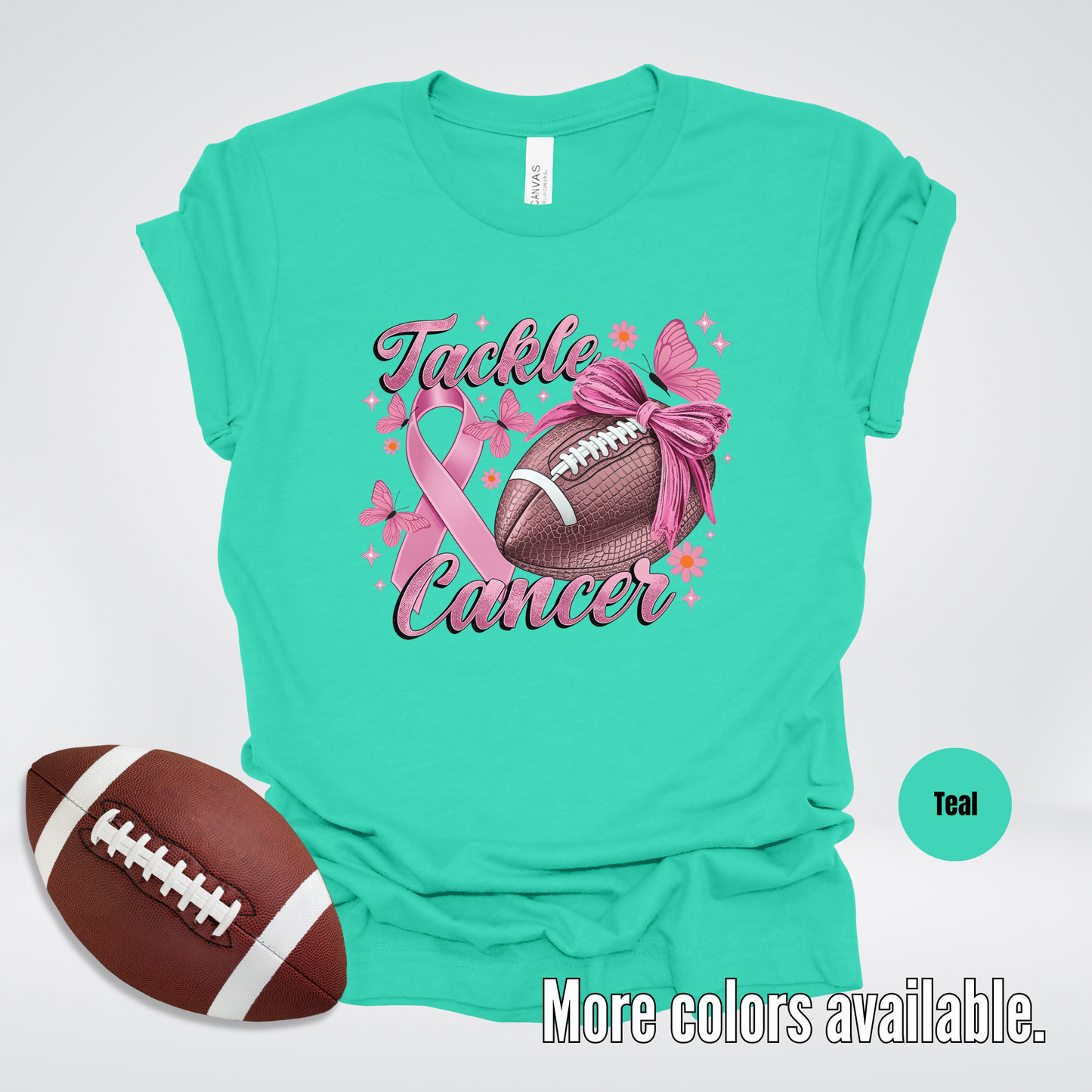 Tackle Cancer Coquette Football T-Shirt