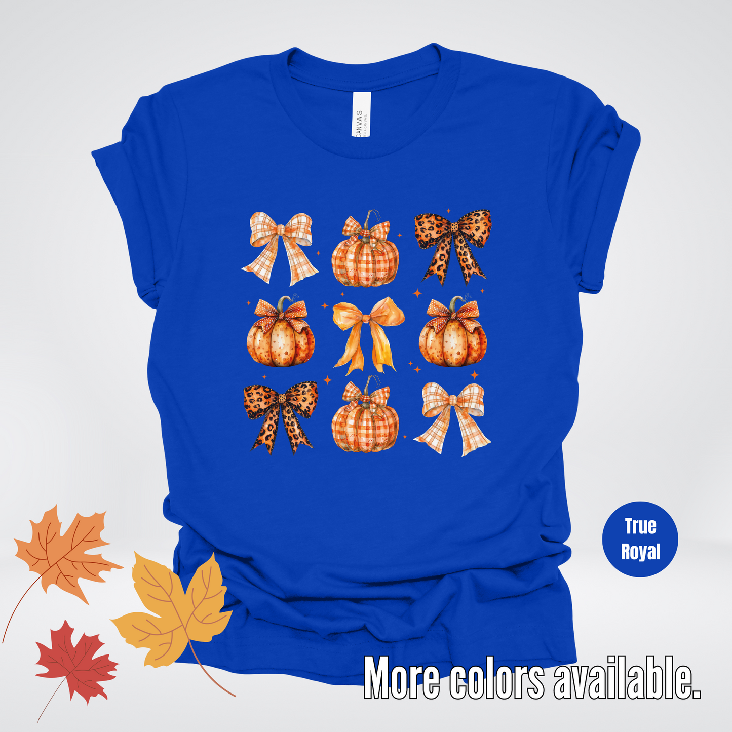 Fall Coquette Leopard Print and Flannel Bows And Pumpkins T-Shirt