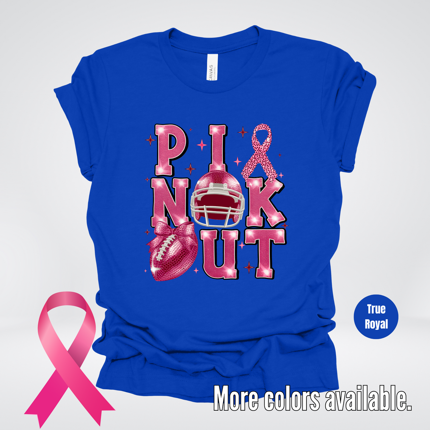 Pink Out Football Coquette Glitter Helmet T-Shirt