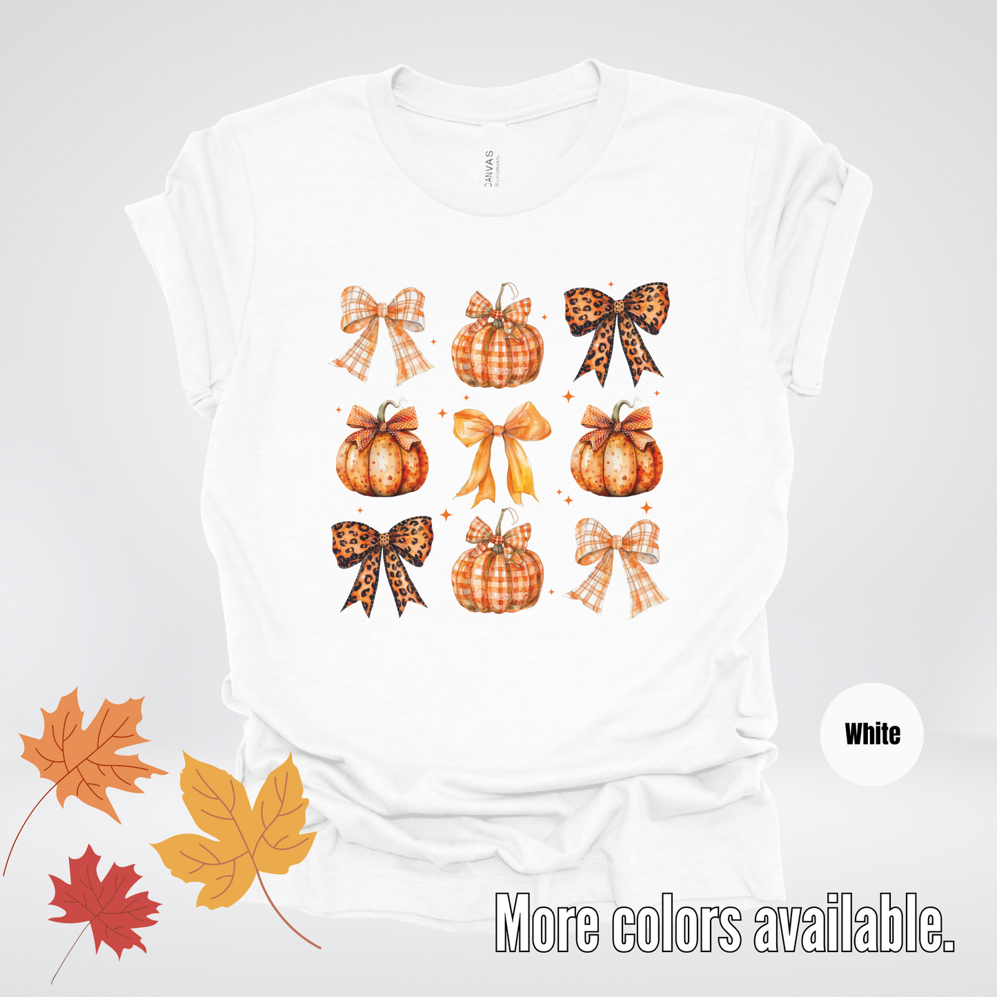 Fall Coquette Leopard Print and Flannel Bows And Pumpkins T-Shirt