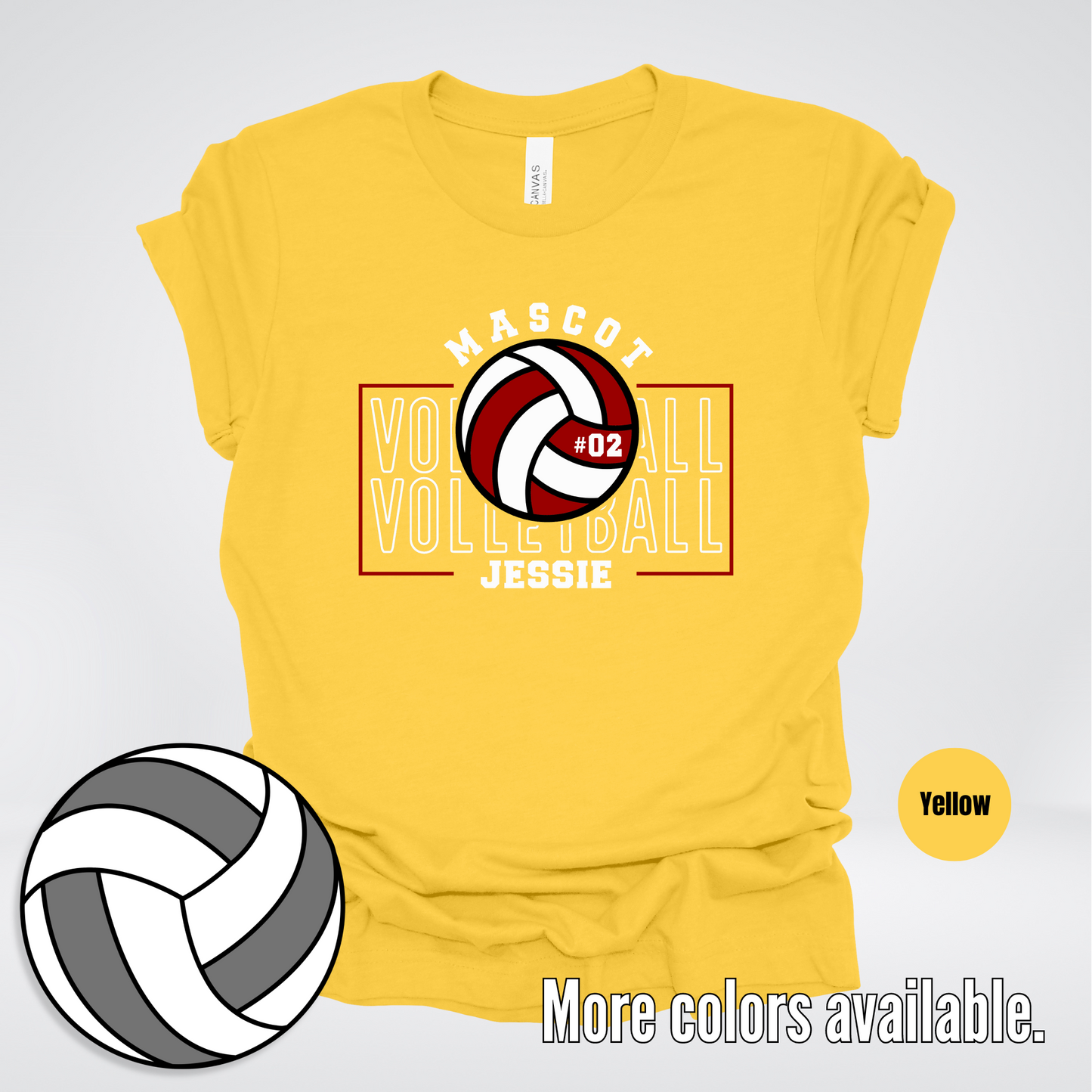 Custom Mascot, Number, & Name - Maroon - Volleyball Design 2 T-Shirt