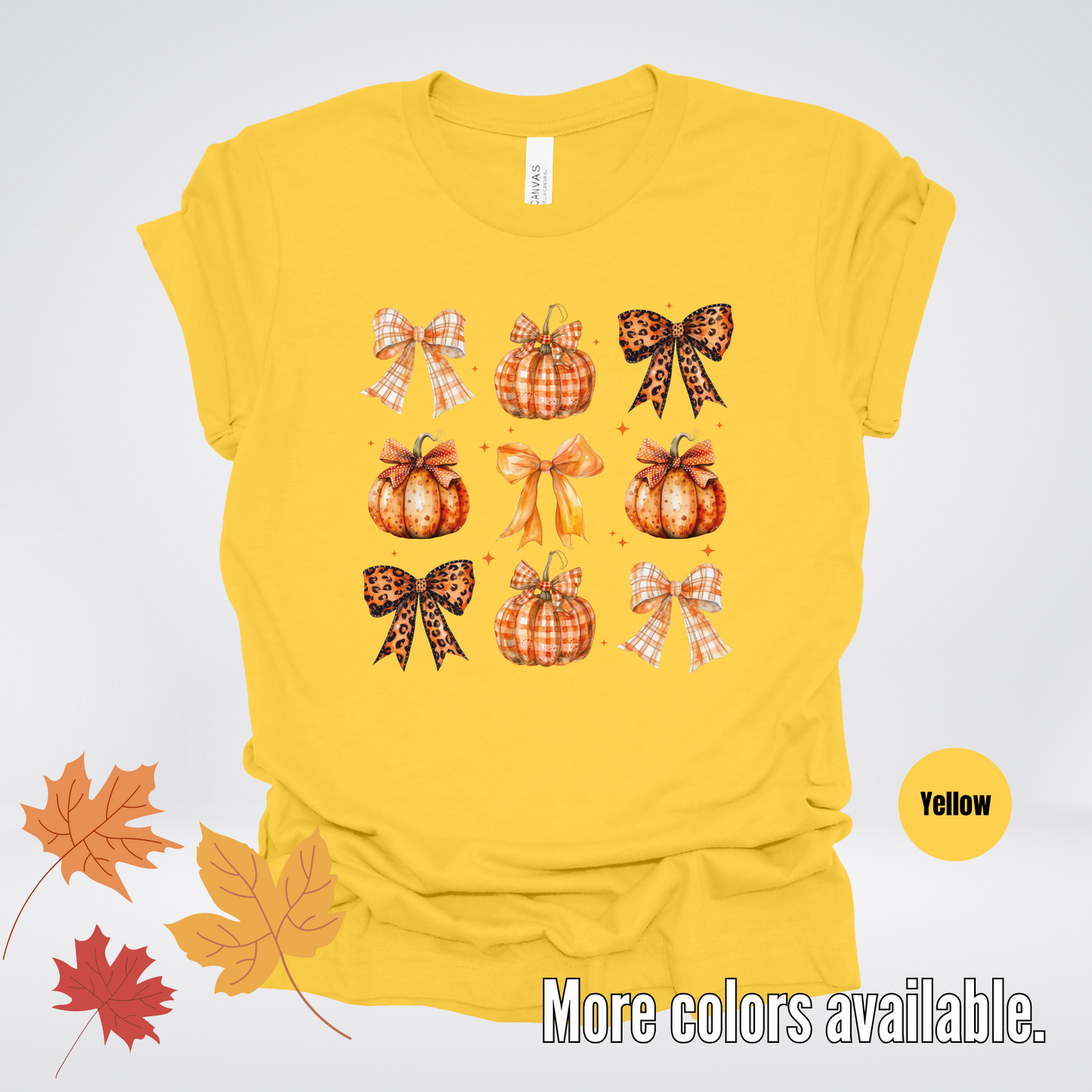 Fall Coquette Leopard Print and Flannel Bows And Pumpkins T-Shirt