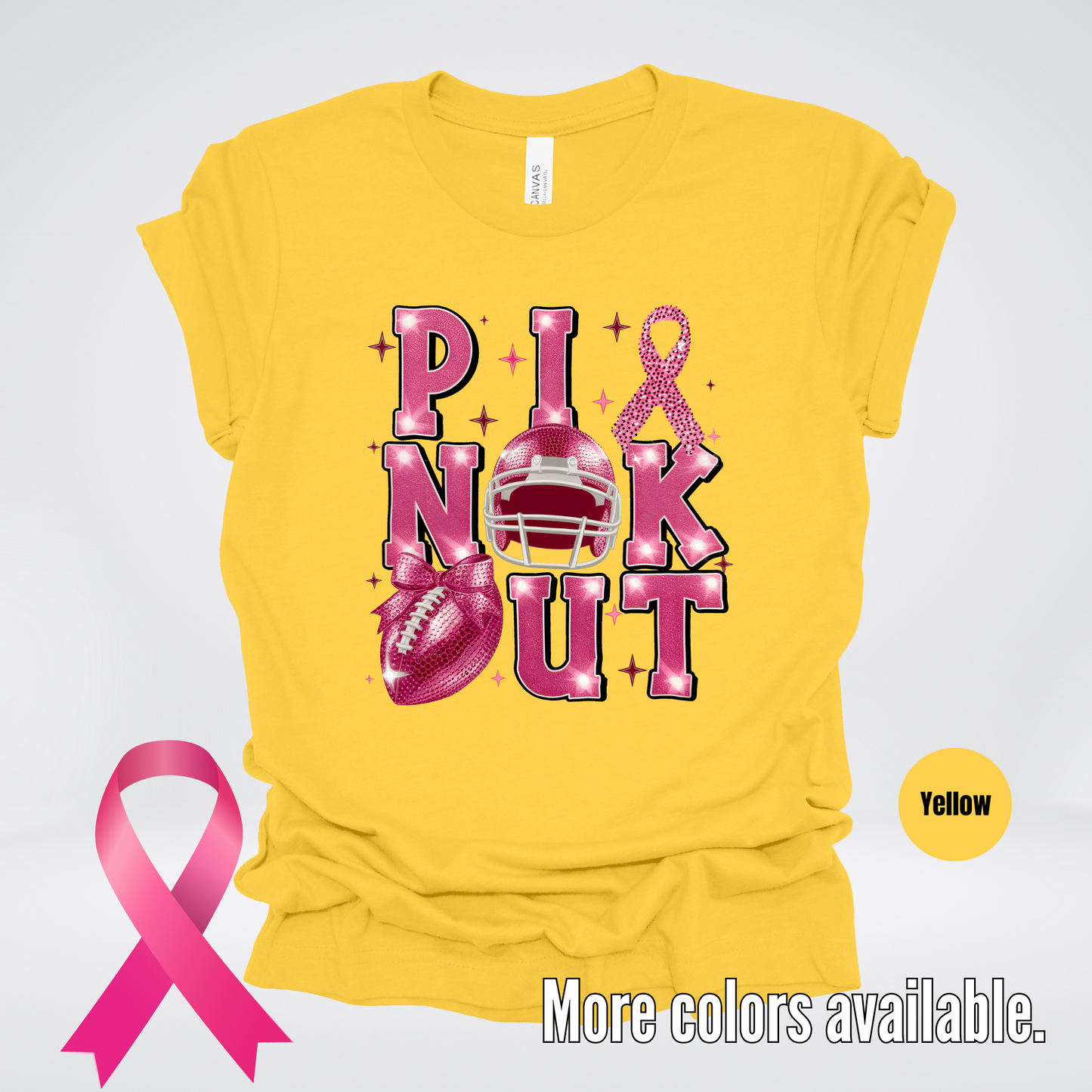 Pink Out Football Coquette Glitter Helmet T-Shirt