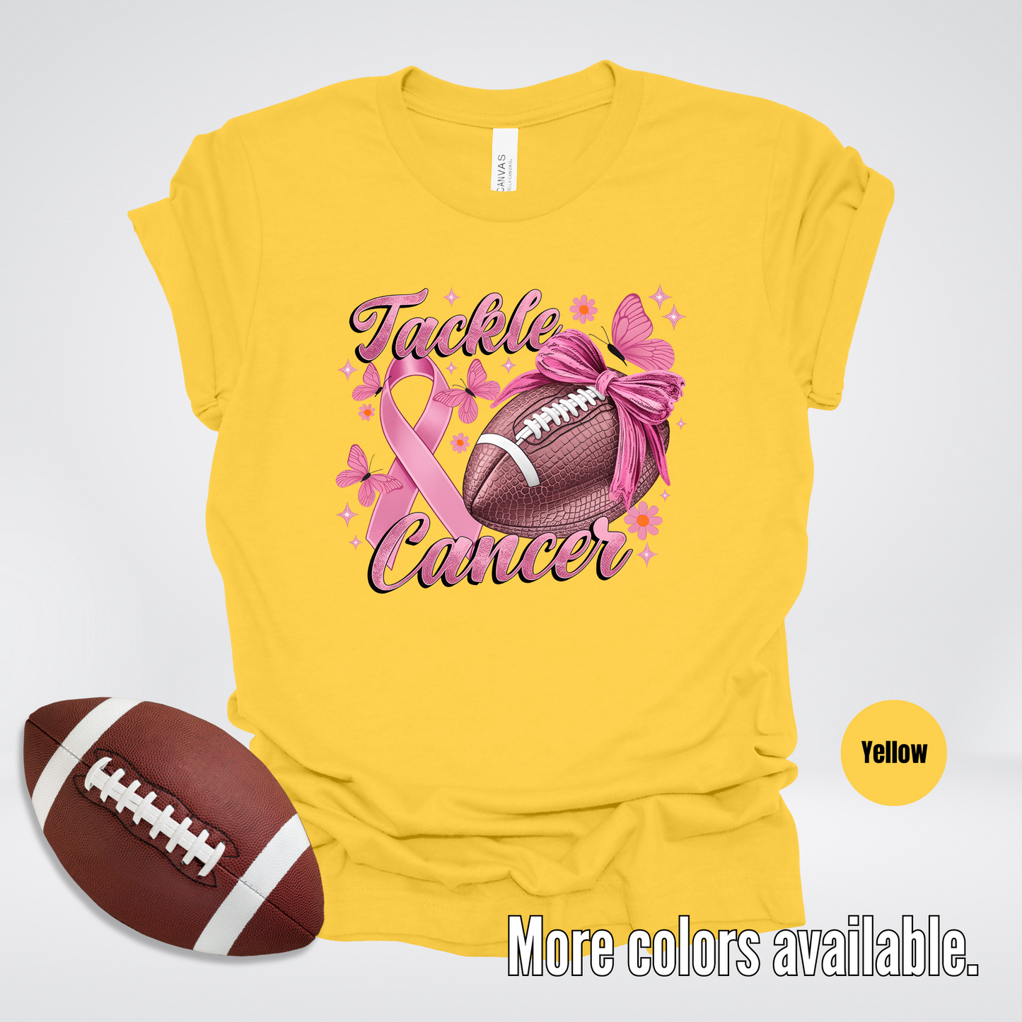 Tackle Cancer Coquette Football T-Shirt