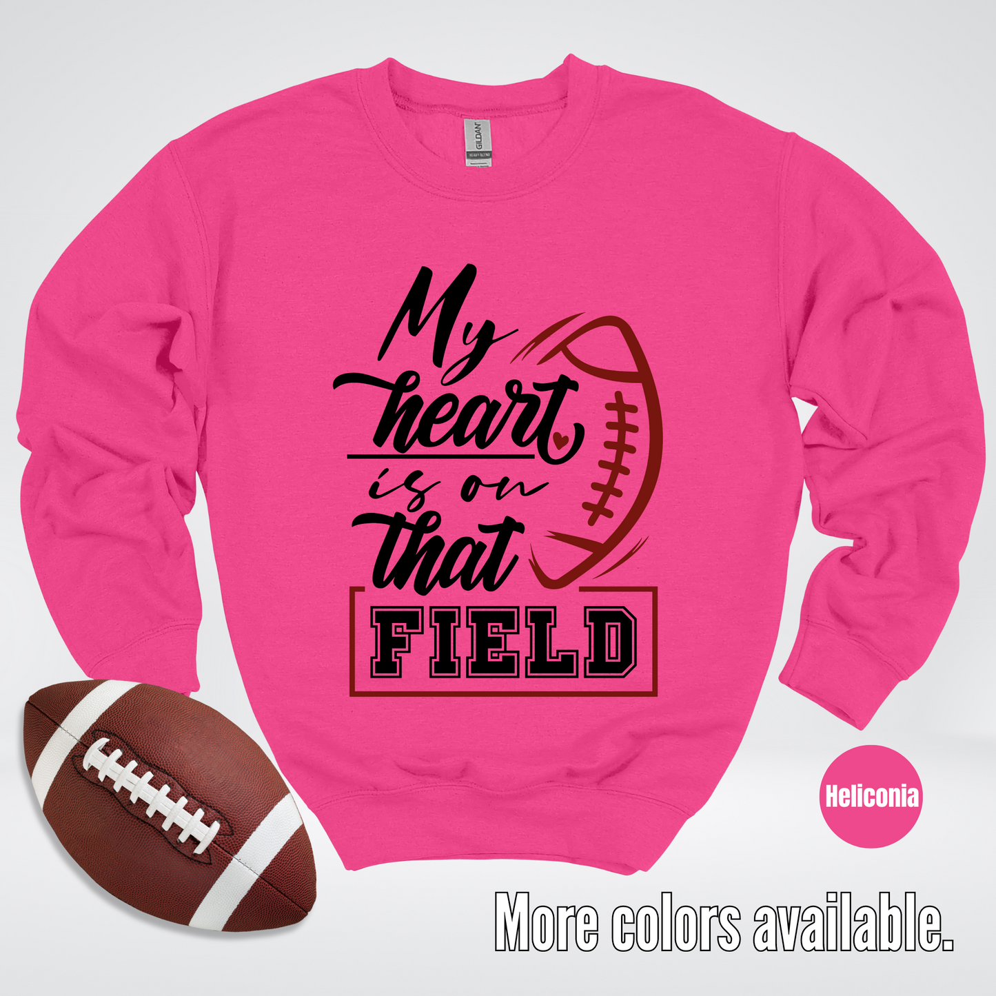 My Heart Is On That Field Black Design Crewneck Sweatshirt