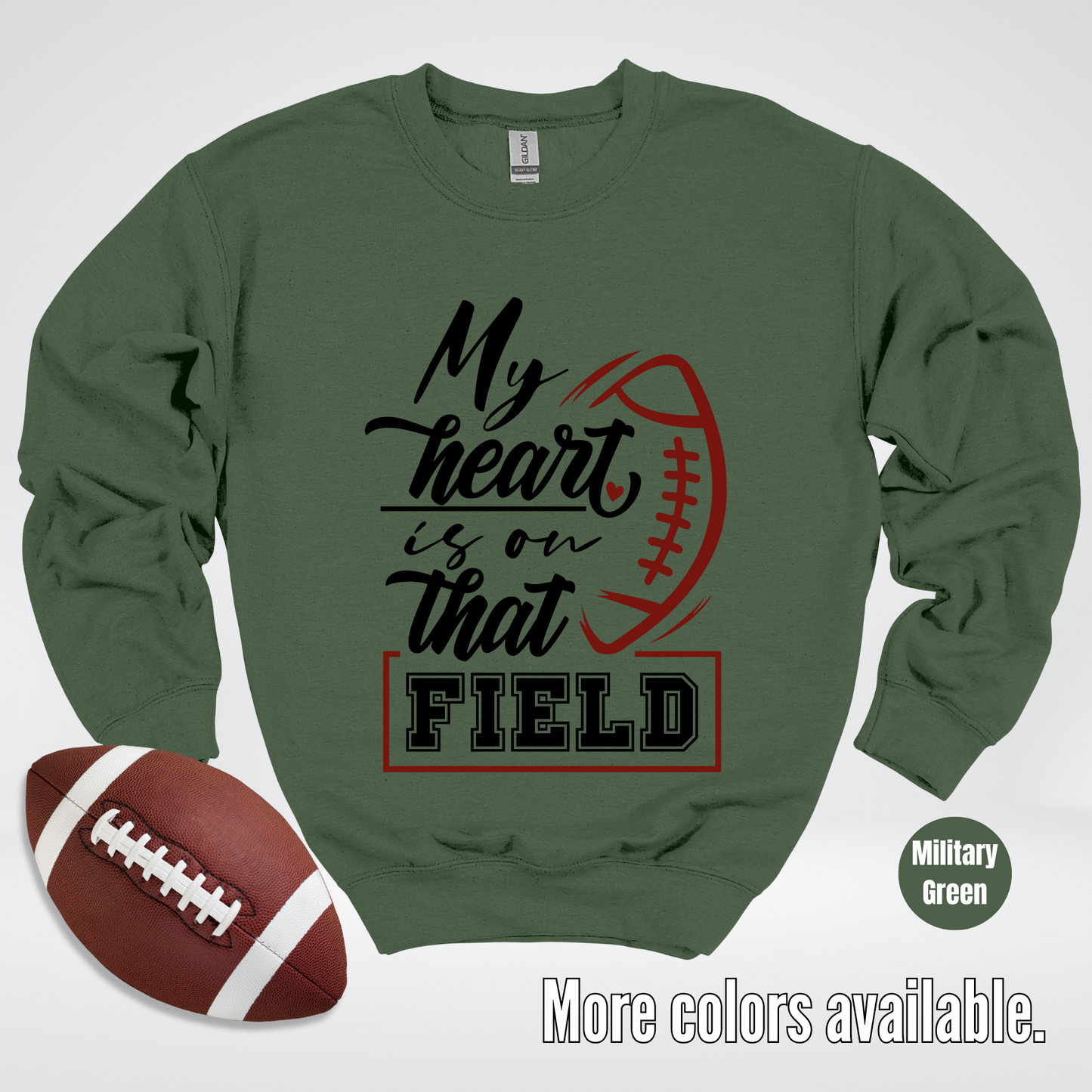 My Heart Is On That Field Black Design Crewneck Sweatshirt