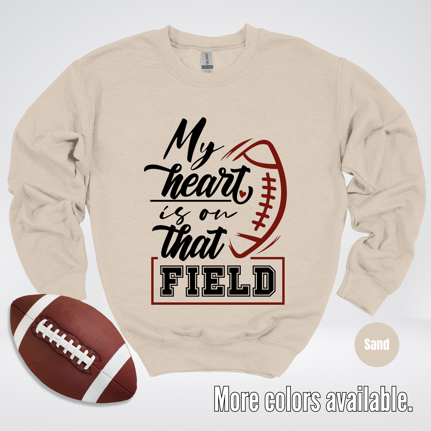 My Heart Is On That Field Black Design Crewneck Sweatshirt