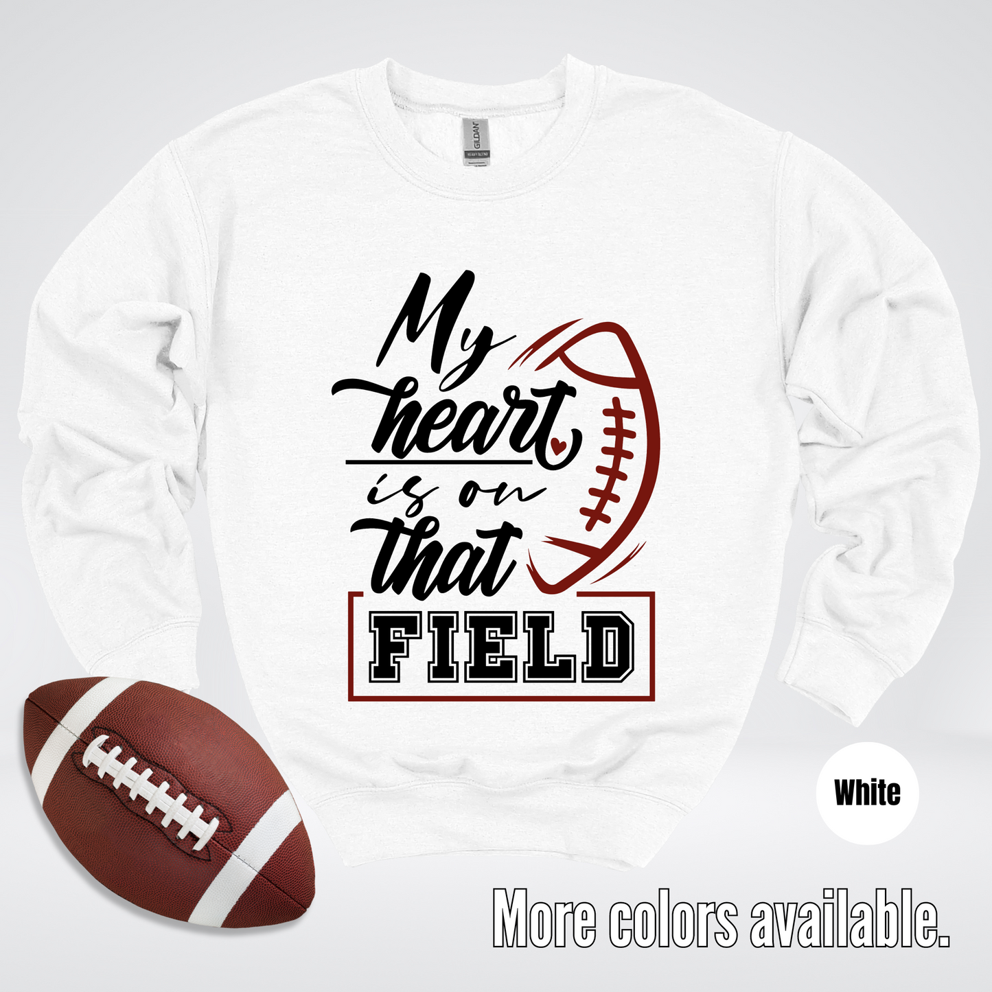 My Heart Is On That Field Black Design Crewneck Sweatshirt