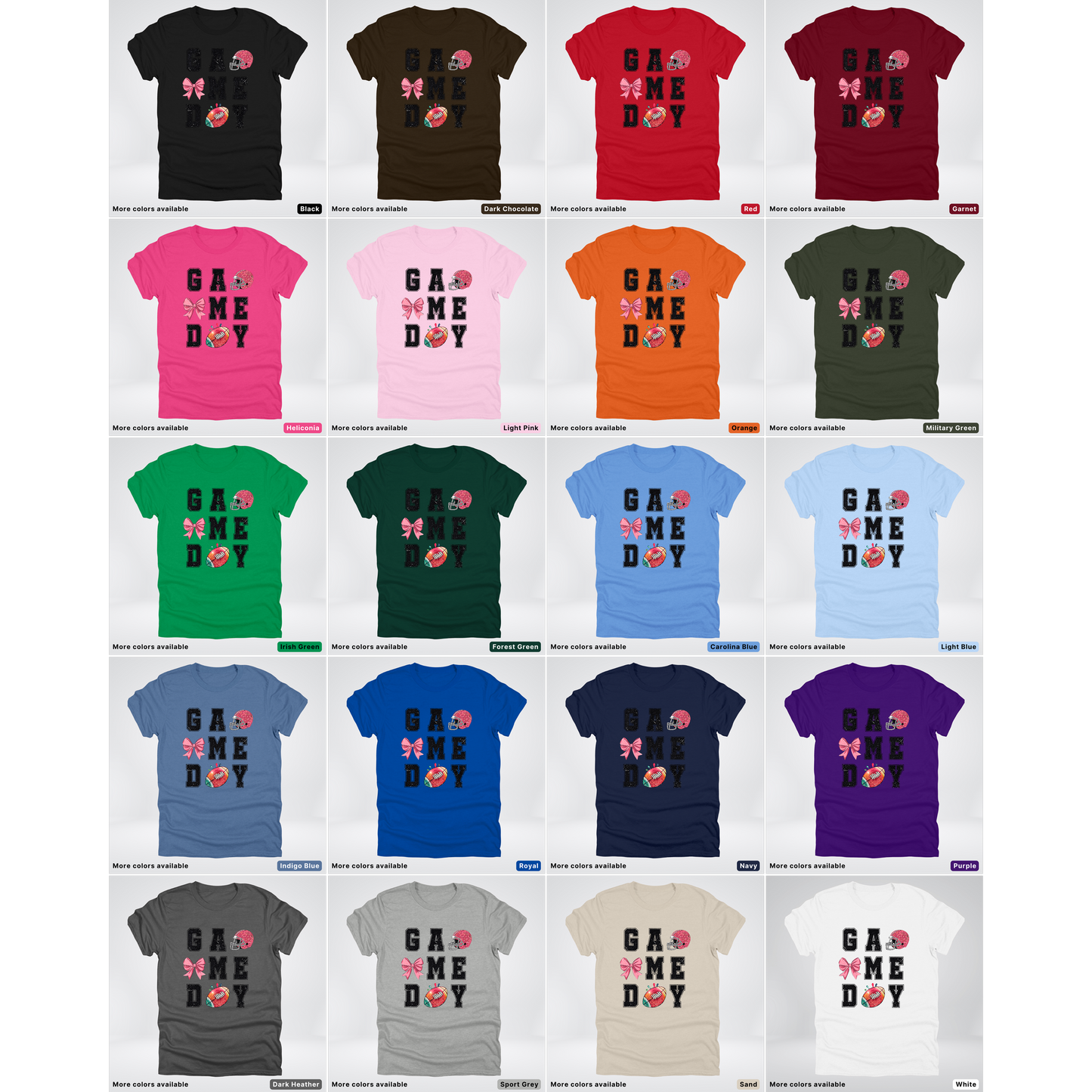 Game Day Pink Helmet Football & Bow - T-Shirt
