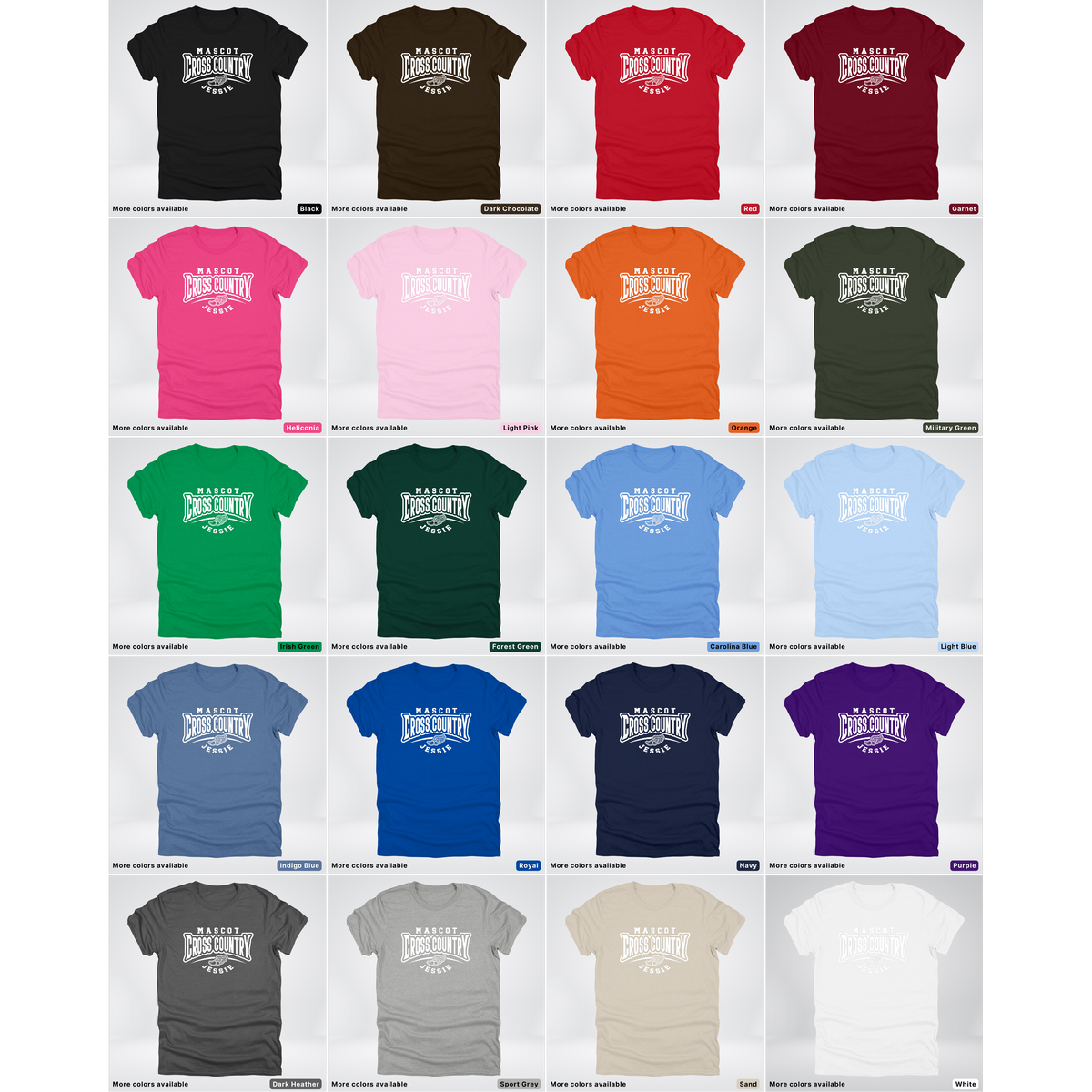 Custom Mascot & Name – White Design – Cross Country 02 - T-Shirt
