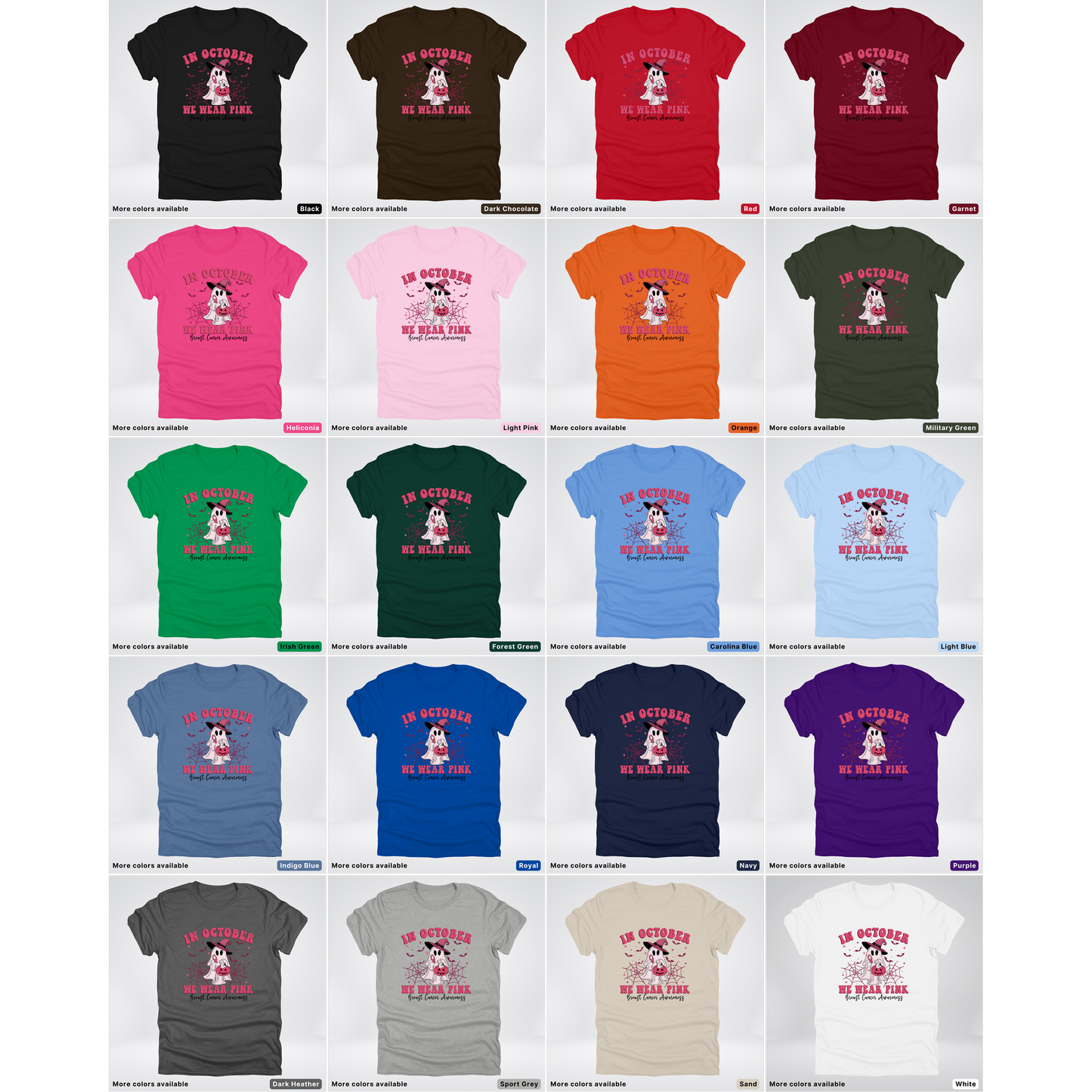 In October We Wear Pink Trick or Treating Ghost Witch - T-Shirt