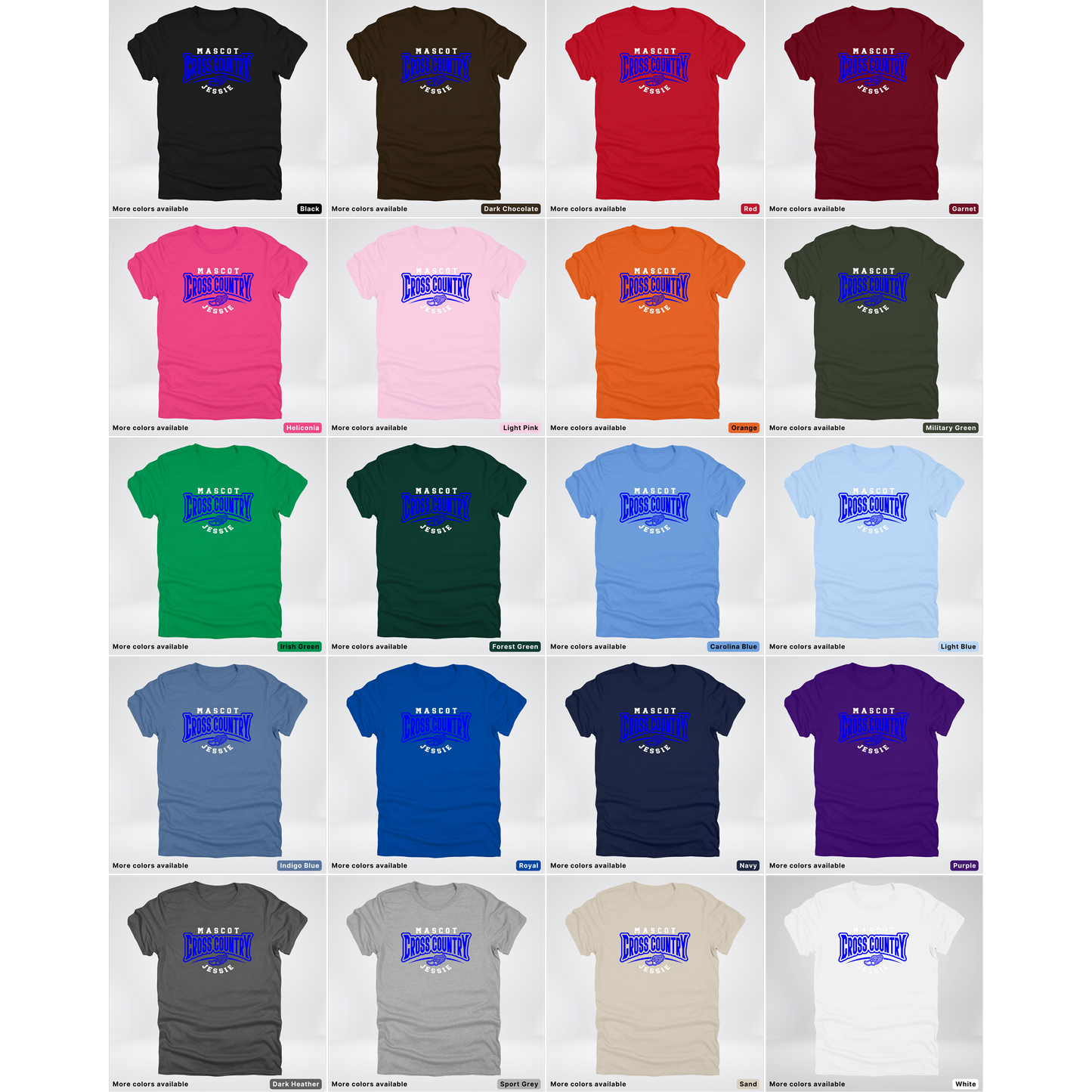 Custom Mascot & Name – Blue Design – Cross Country 05 - T-Shirt