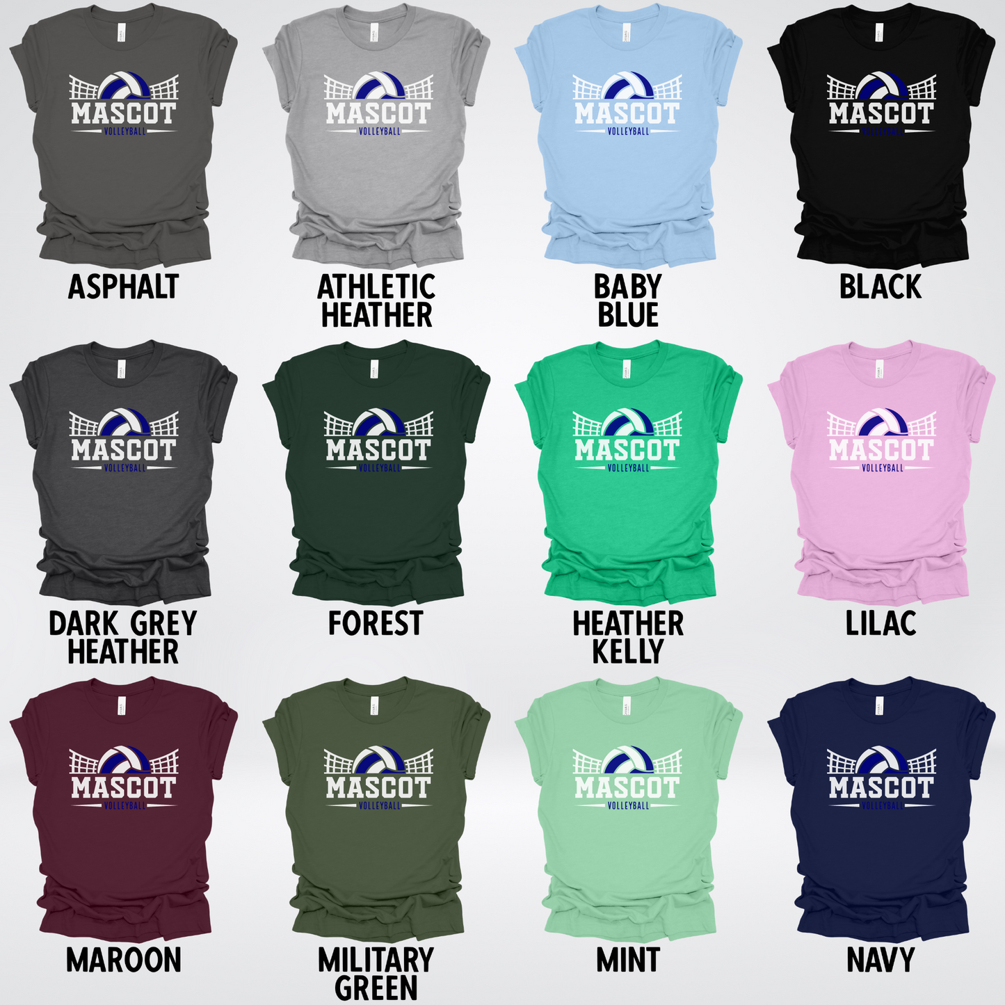 Custom Mascot – Navy - Volleyball Design 34 T-Shirt