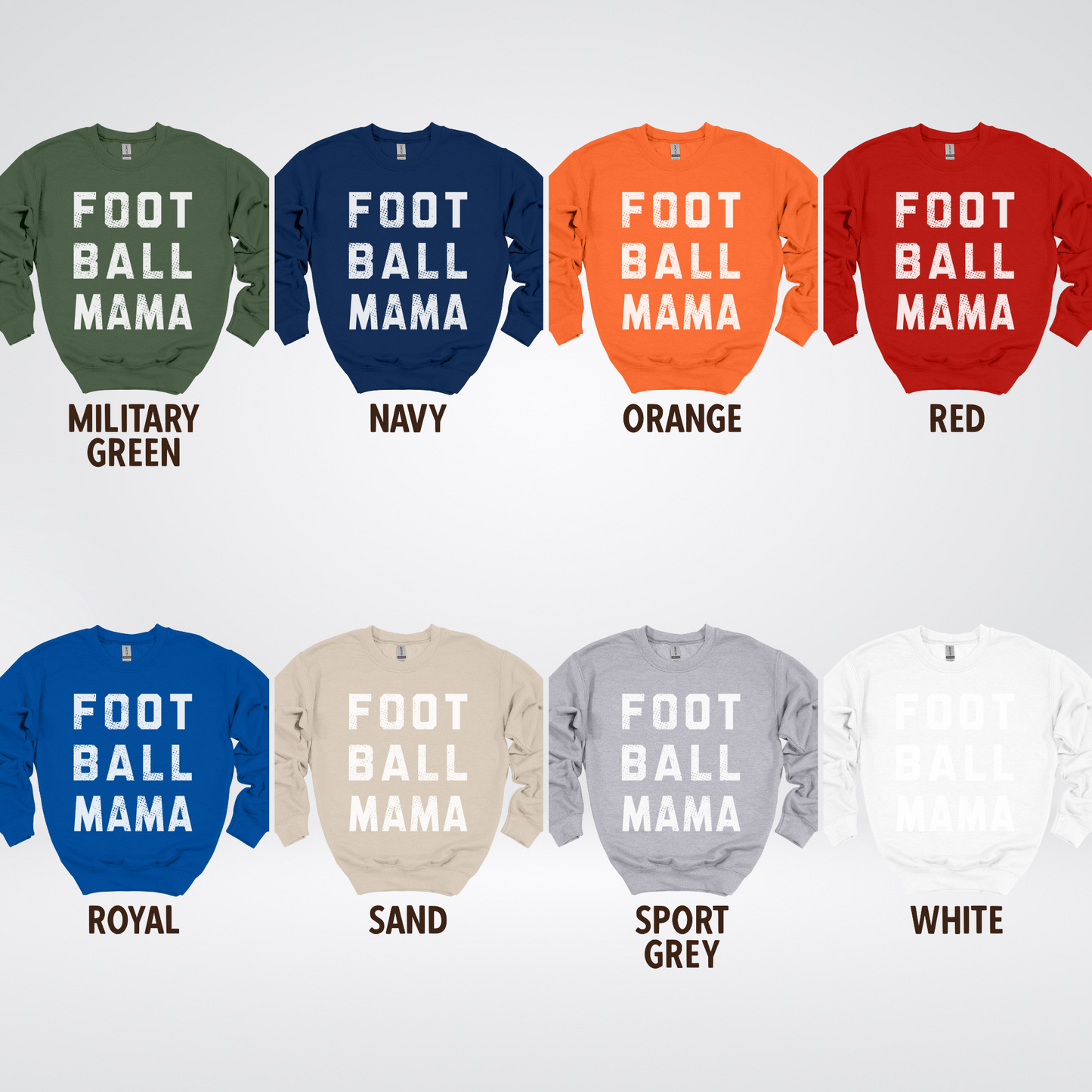 Football Mama Distressed - White Design - Crewneck Sweatshirt