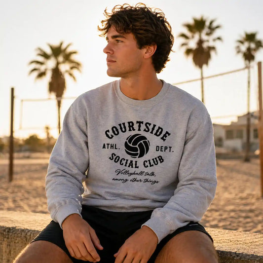 Courtside Social Club – Black Design – Volleyball - Crewneck Sweatshirt