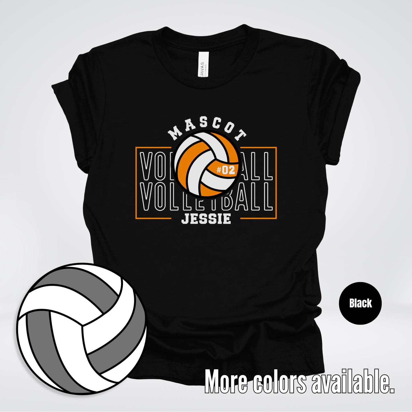Custom Mascot, Number, & Name – Orange - Volleyball Design 11 T-Shirt