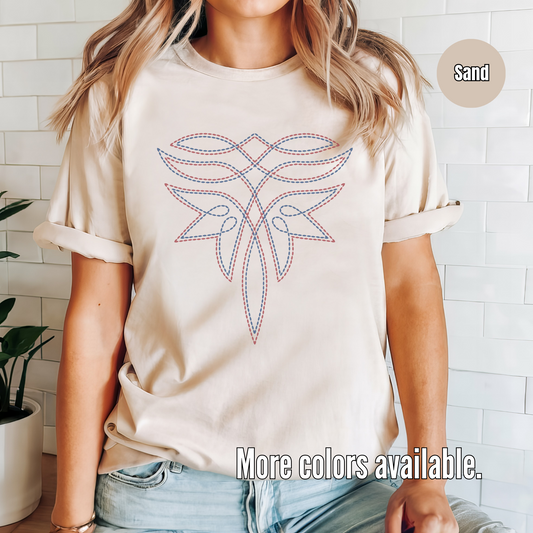 Boot Stitch 2 Red And Blue Unisex Softstyle T-Shirt