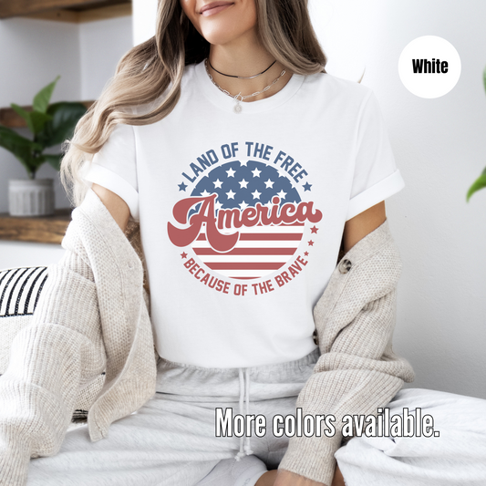 American Land Of The Free Because Of The Brave Unisex Softstyle T-Shirt
