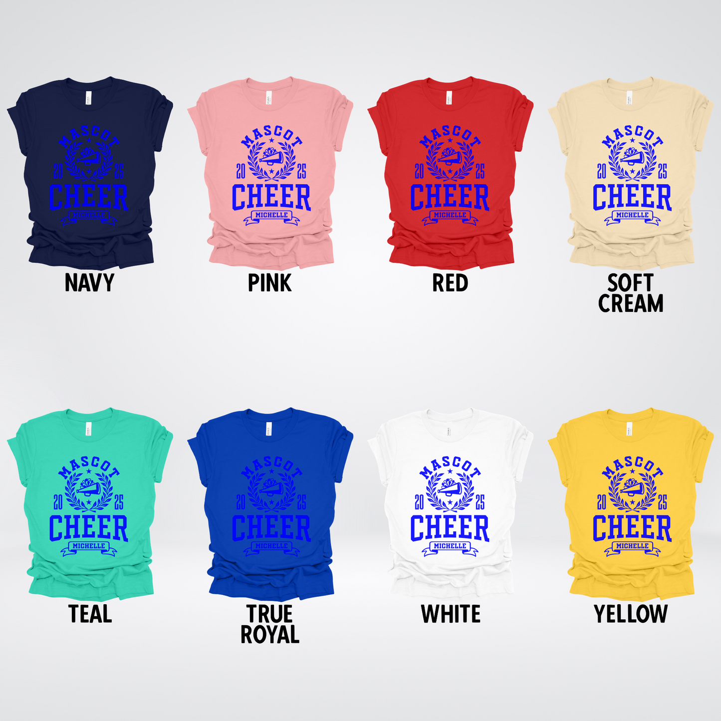 Custom Mascot, Year, & Name – Blue - Cheer Design 05 T-Shirt