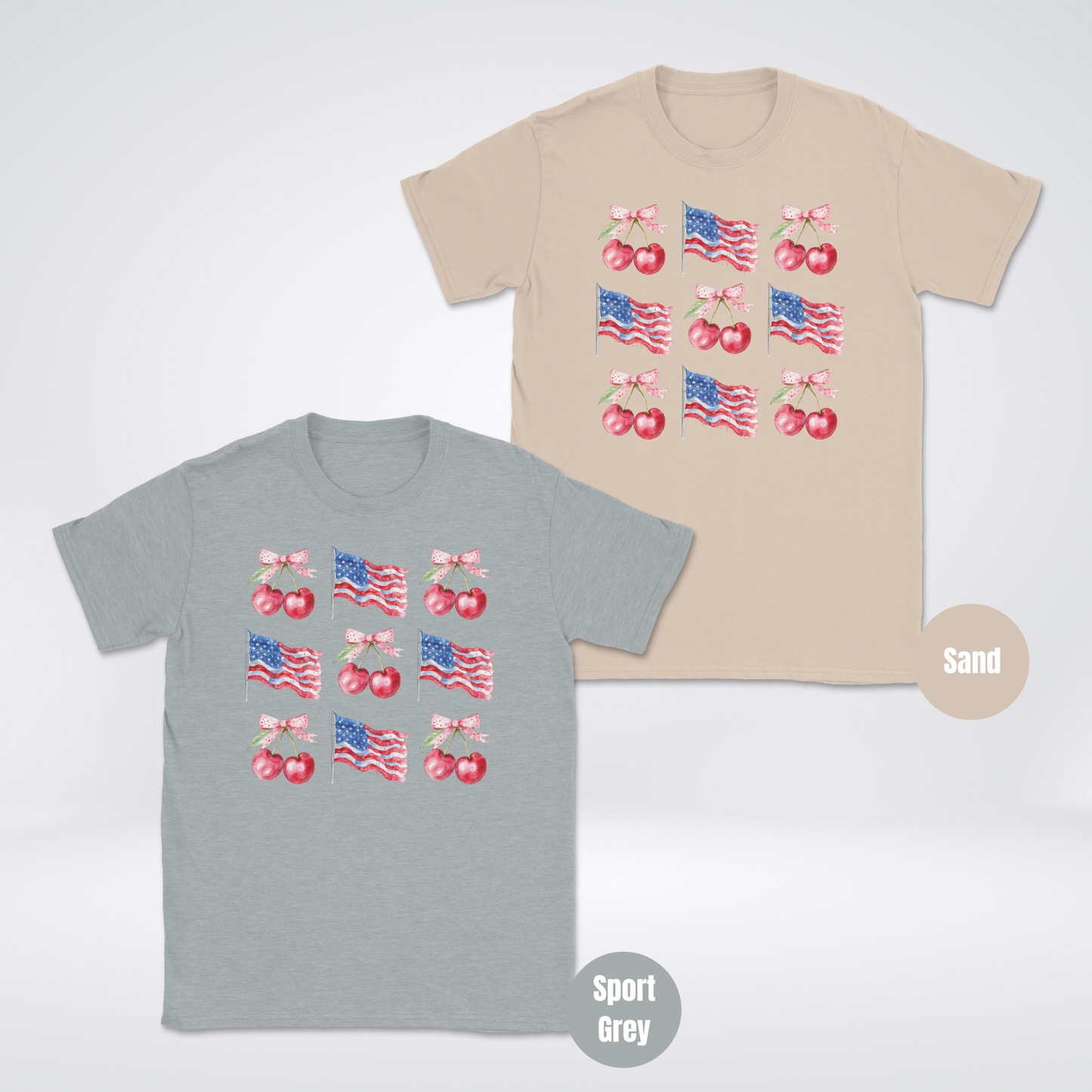 Flags Cherries And Bows Coquette Unisex Softstyle T-Shirt