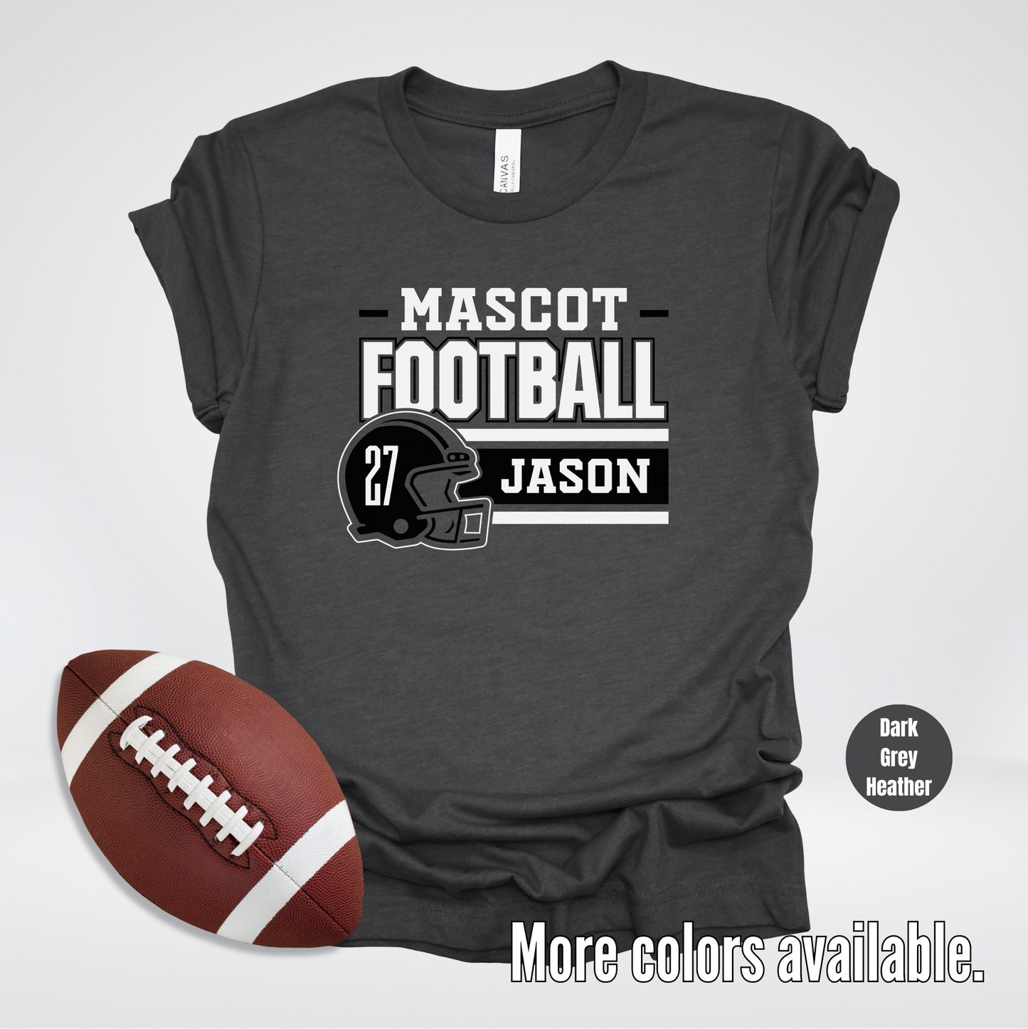 Custom Mascot, Number, & Name – Black - Football Design 18 T-Shirt