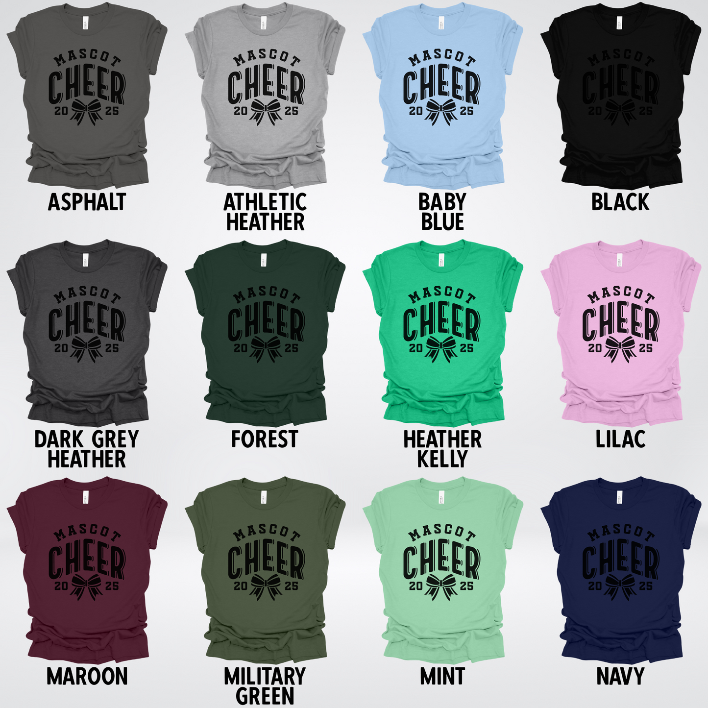 Custom Mascot, Year, & Name – Black - Cheer Design 18 T-Shirt