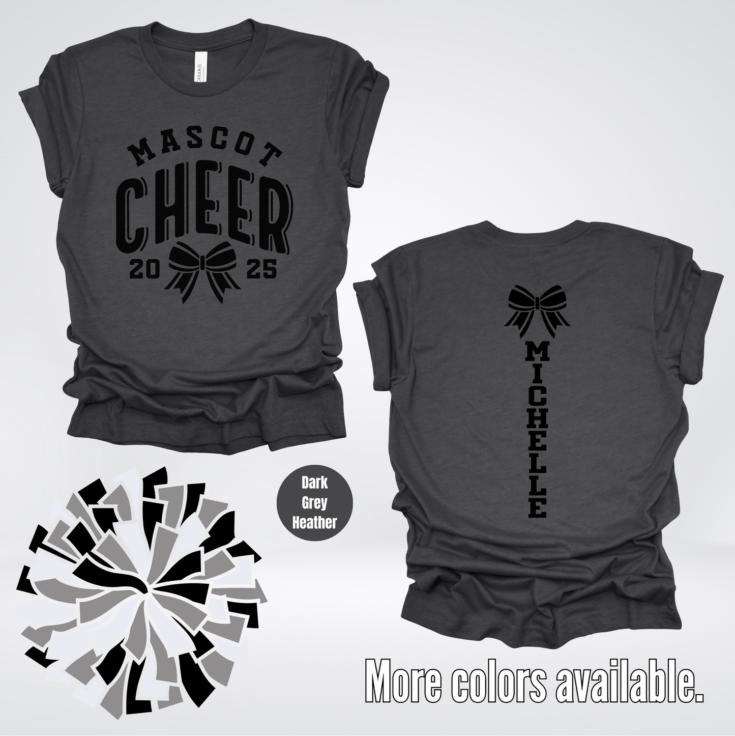 Custom Mascot, Year, & Name – Black - Cheer Design 18 T-Shirt