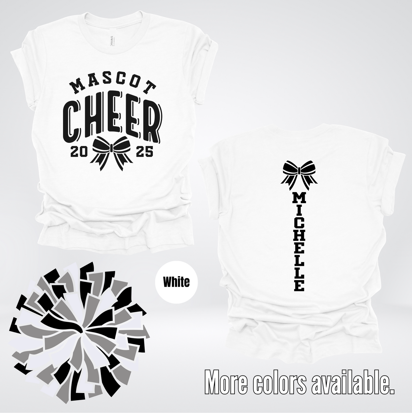 Custom Mascot, Year, & Name – Black - Cheer Design 18 T-Shirt