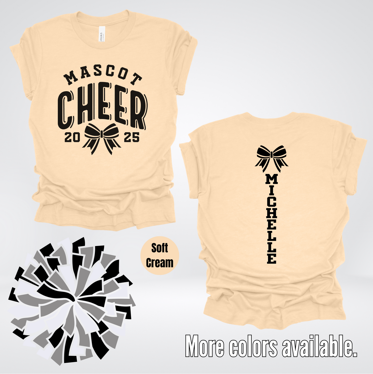 Custom Mascot, Year, & Name – Black - Cheer Design 18 T-Shirt