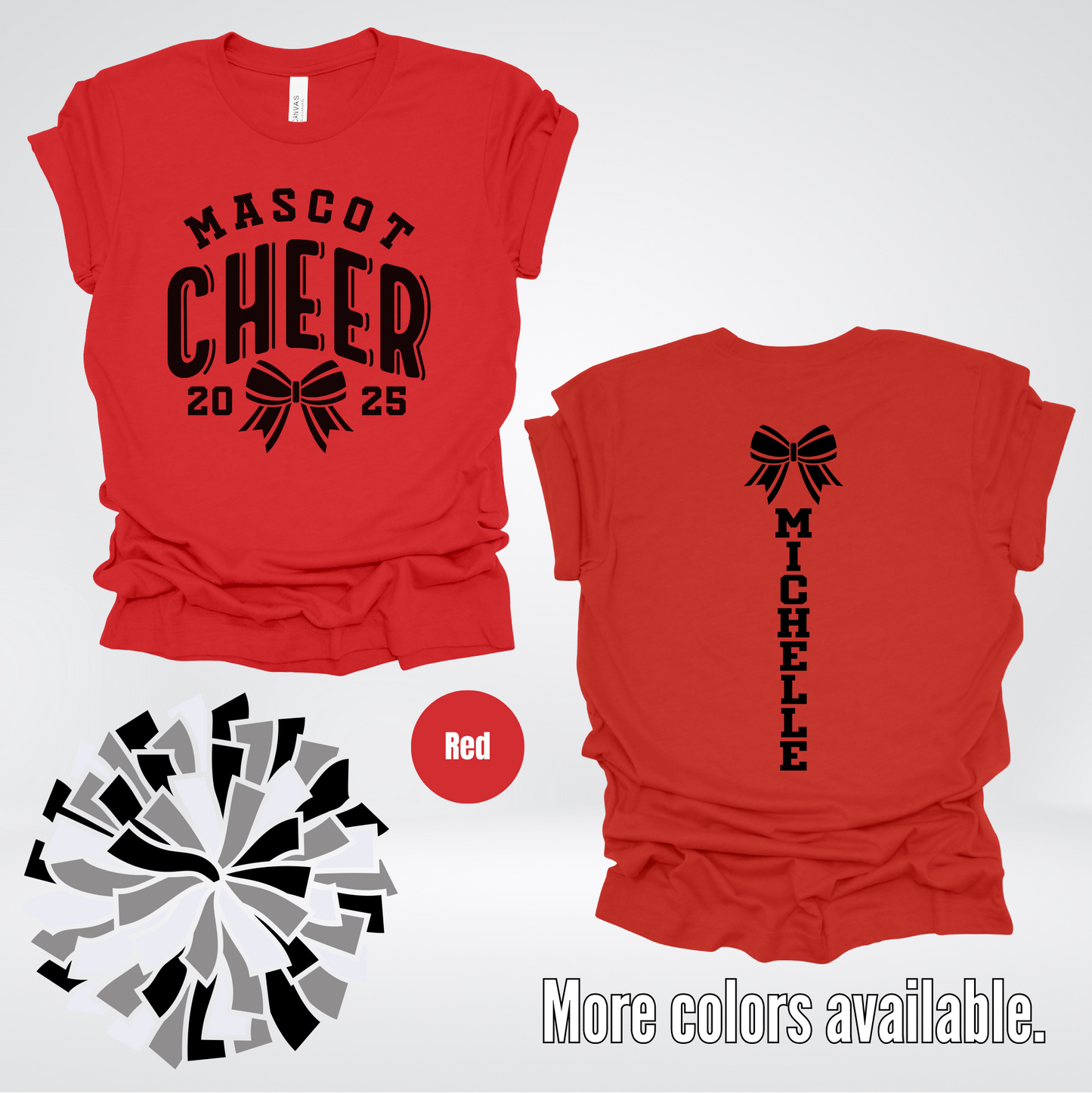 Custom Mascot, Year, & Name – Black - Cheer Design 18 T-Shirt