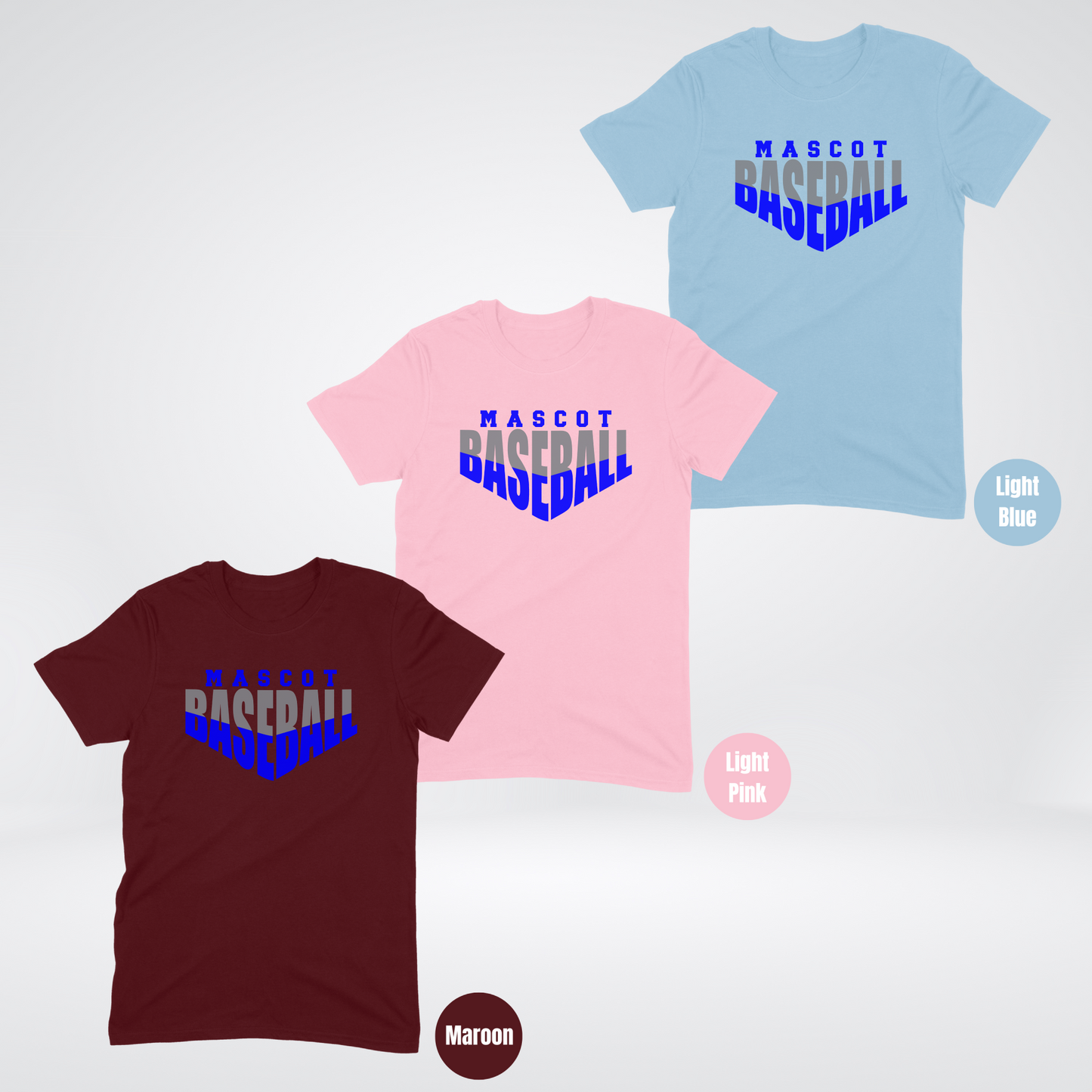 Custom Mascot - Blue - Baseball Design 2 T-Shirt