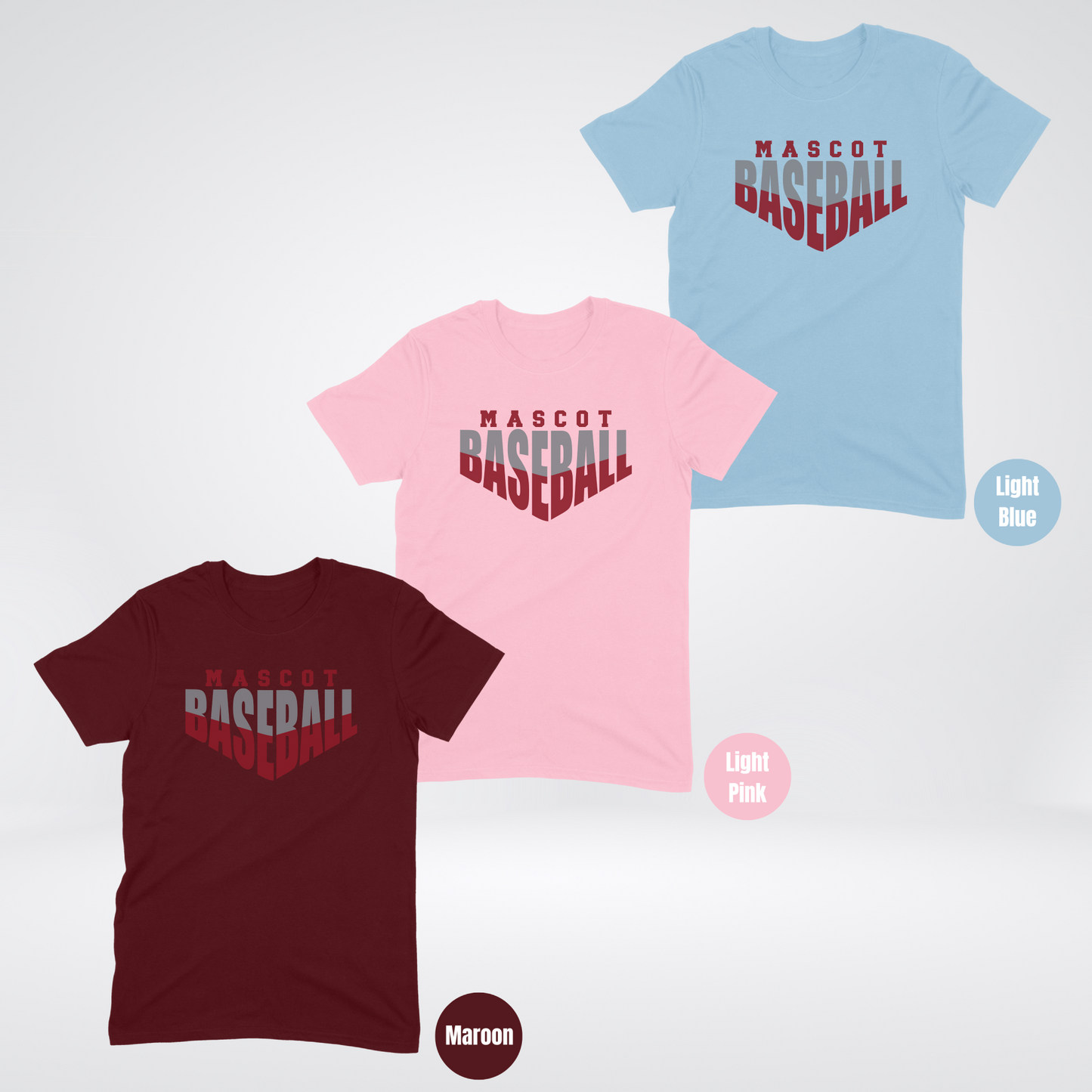 Custom Mascot  - Maroon - Baseball Design 1 T-Shirt